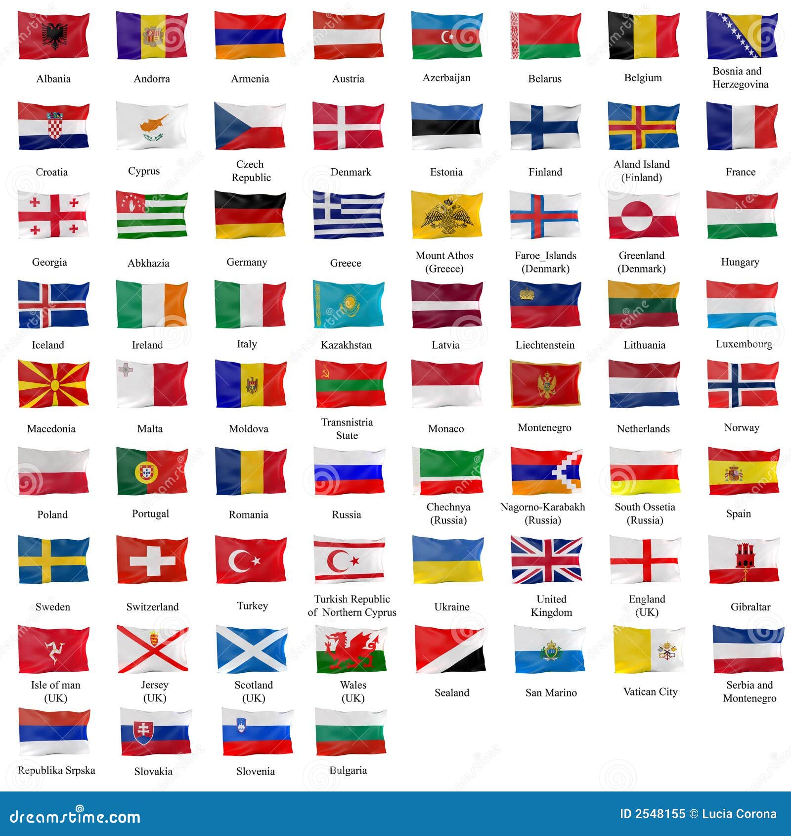 Флаги стран Европы с названиями на русском языке