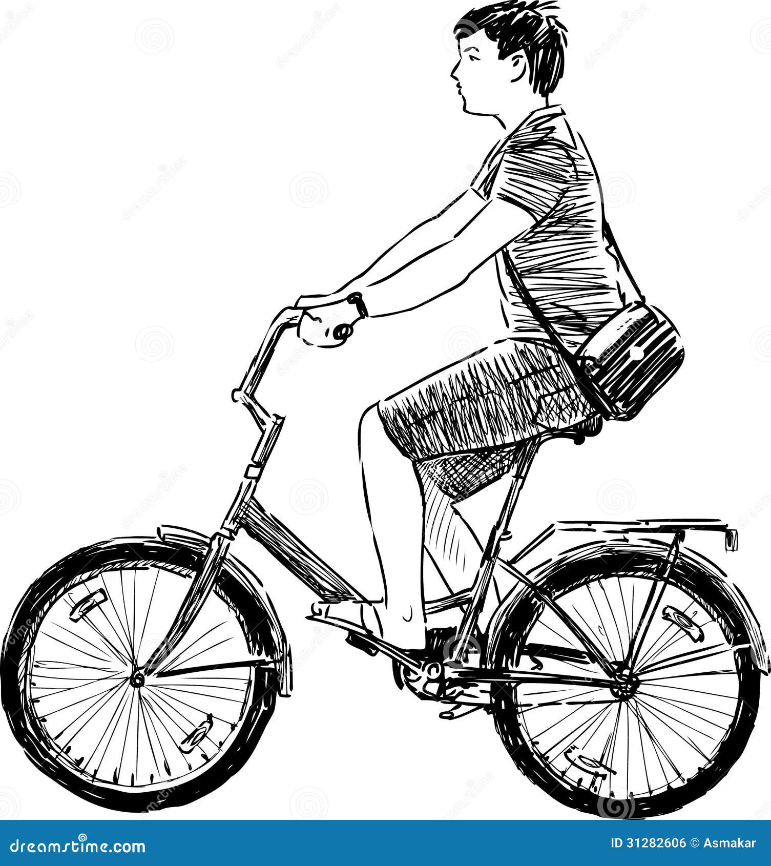 Зарисовка мальчика на велосипеде