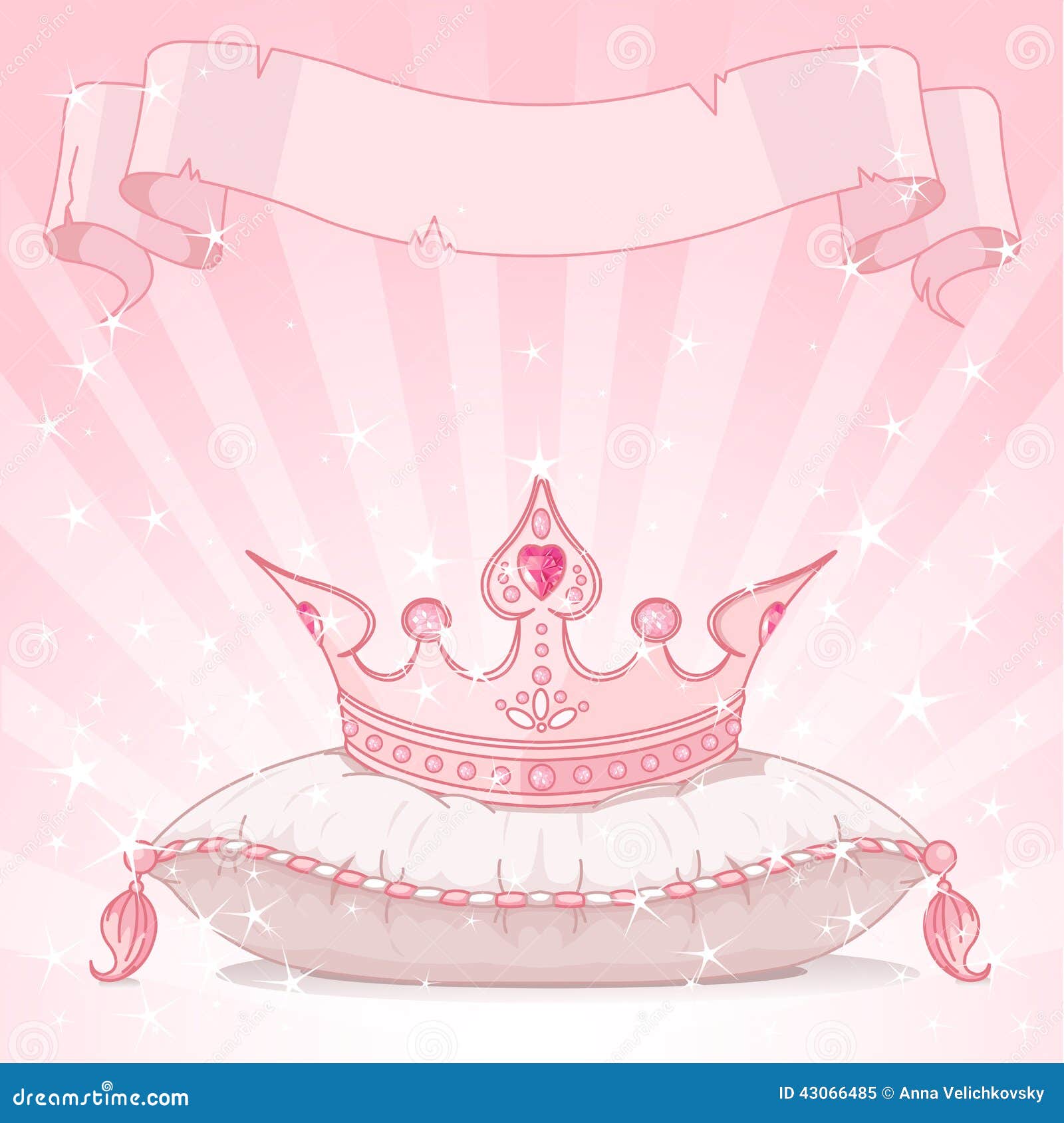 Предпосылка кроны принцессы. Сияющая предпосылка с кроной принцессы на розовой подушке