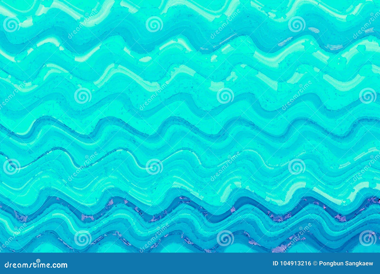 Предпосылка знамени искусства голубой краски акварели волны цифровая