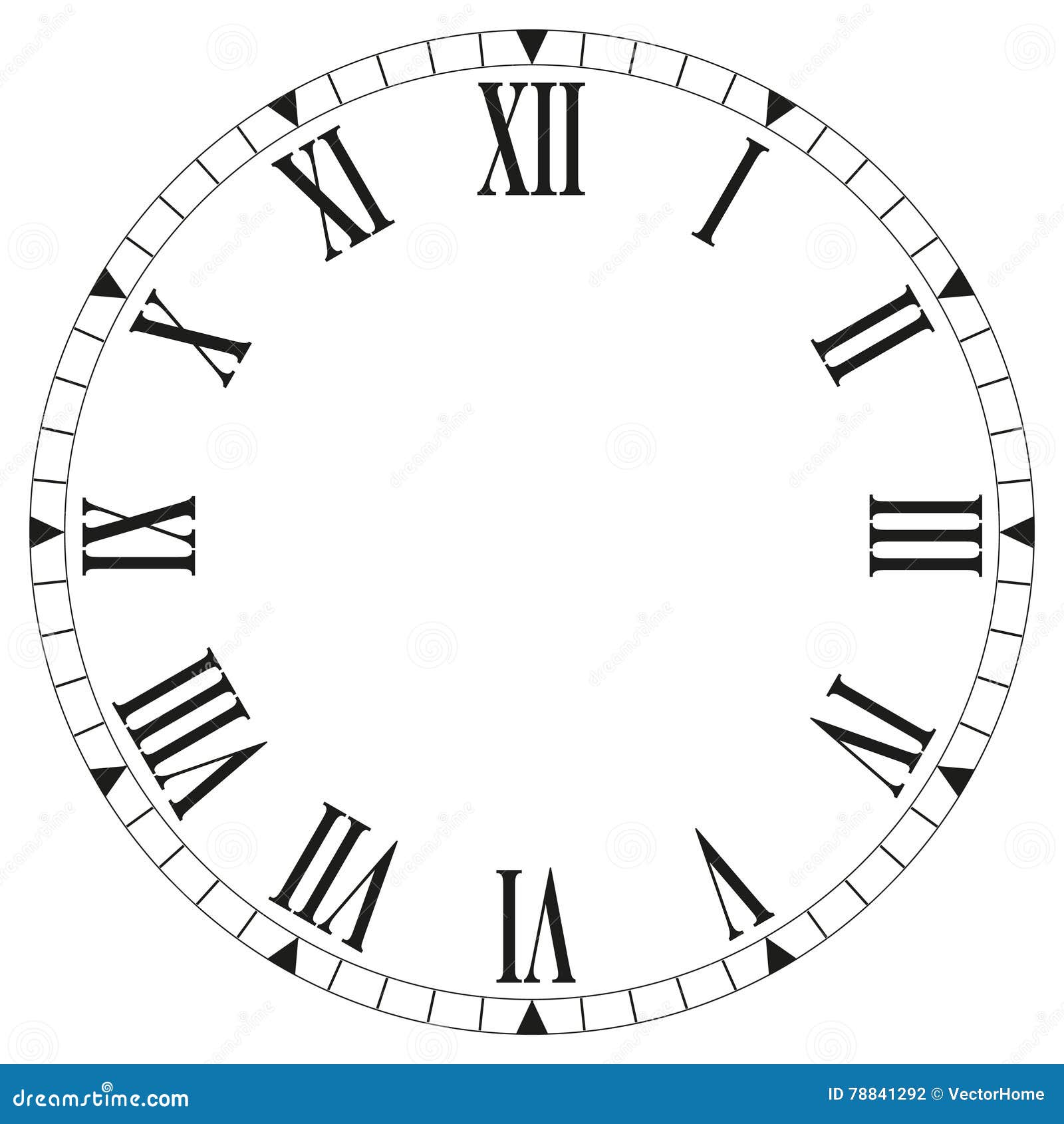 Изображение часов с римскими цифрами без стрелки