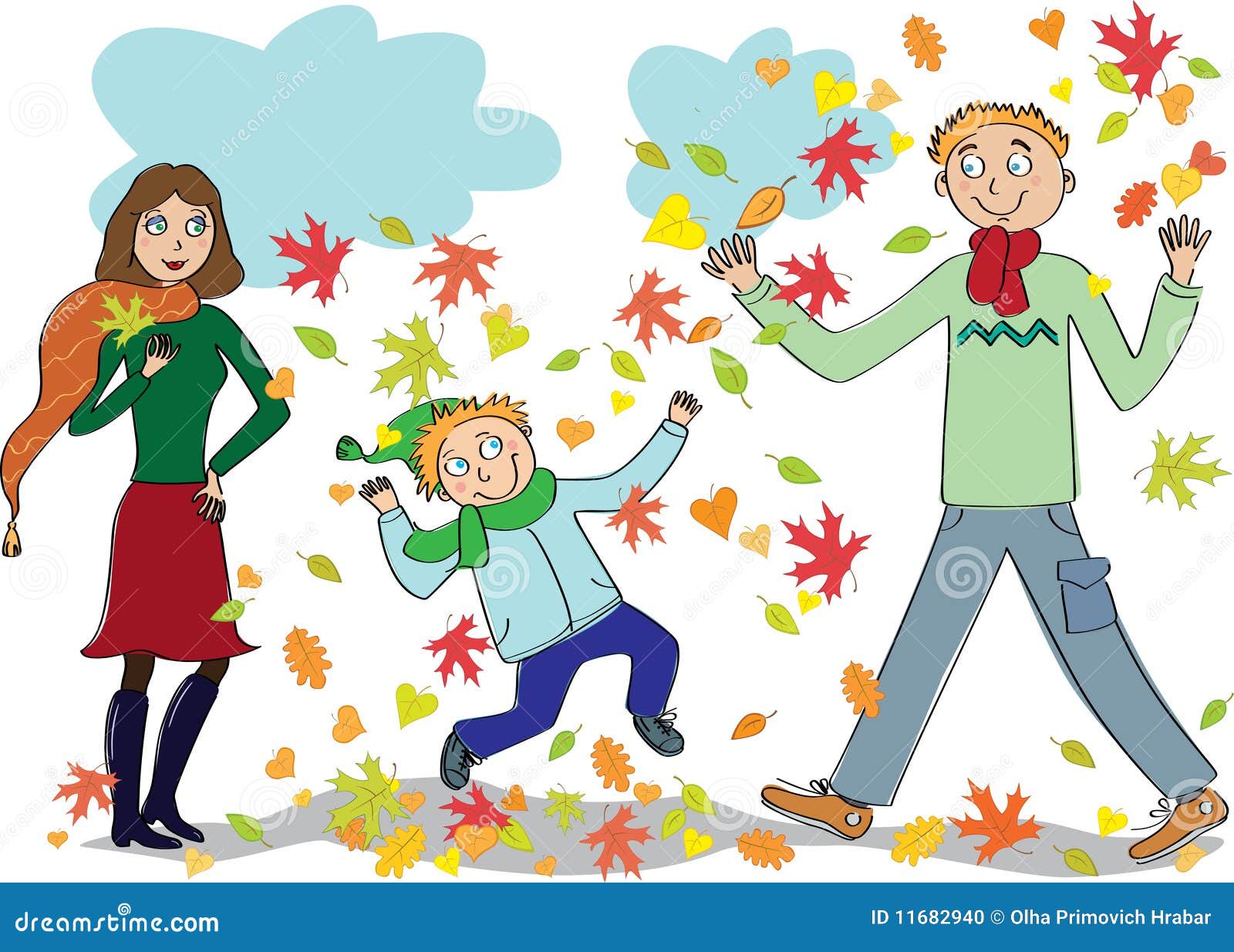 Дети осенью в парке иллюстрации