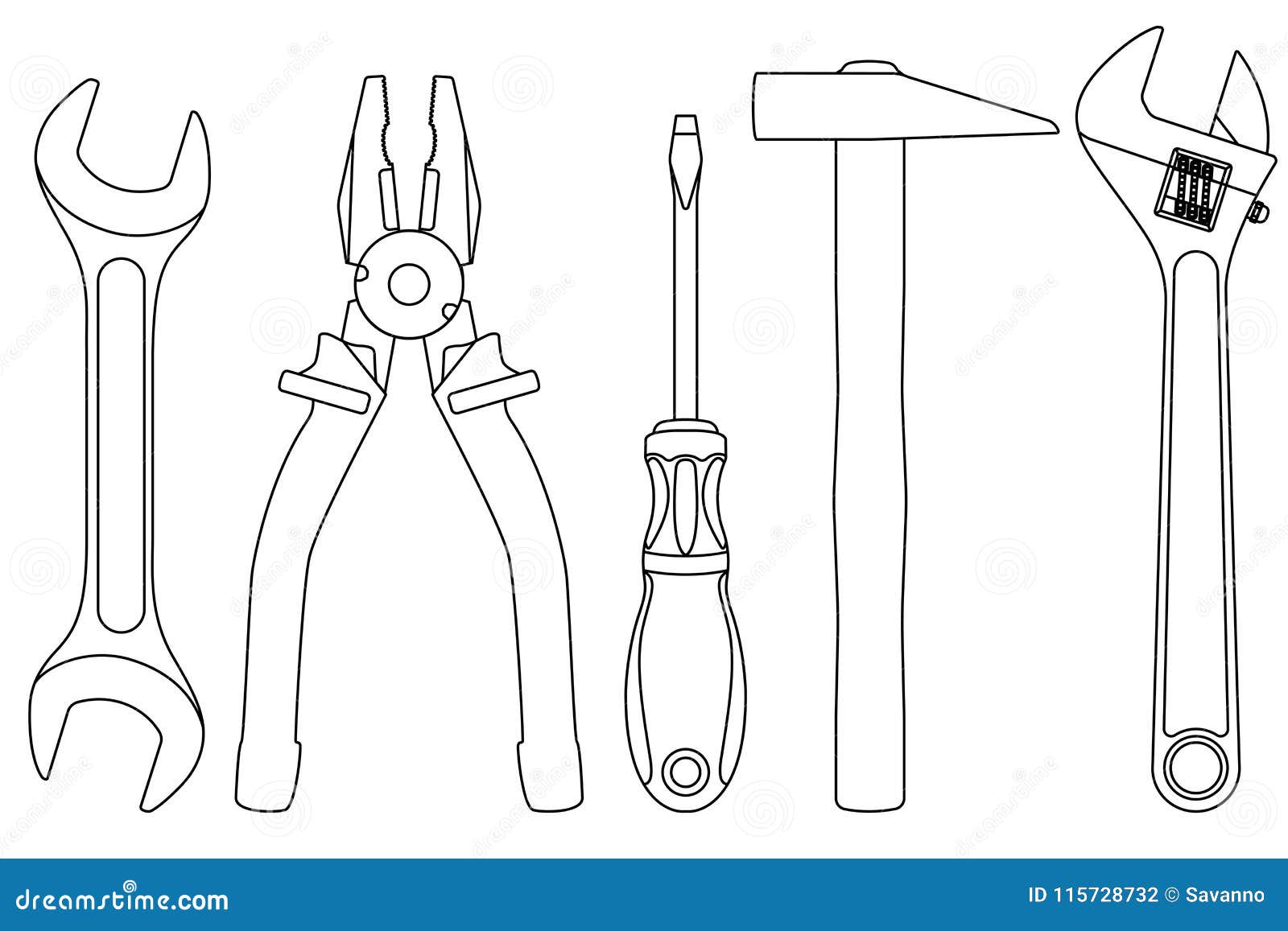 Промышленный набор инструментов - гаечный ключ, плоскогубцы, отвертка .