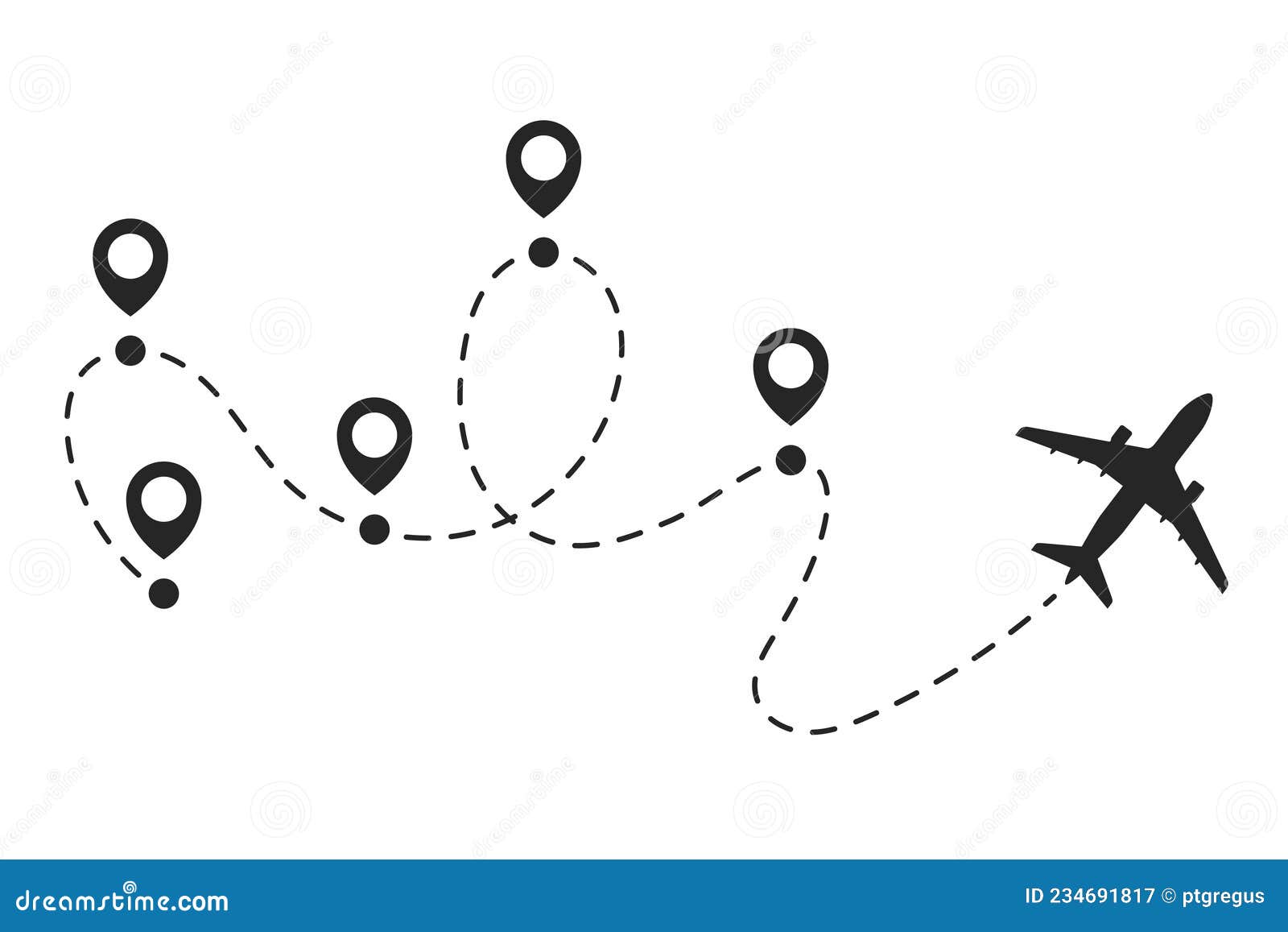 простой путь к маршруту линии пути самолёта с контактами карты. маршрут ...