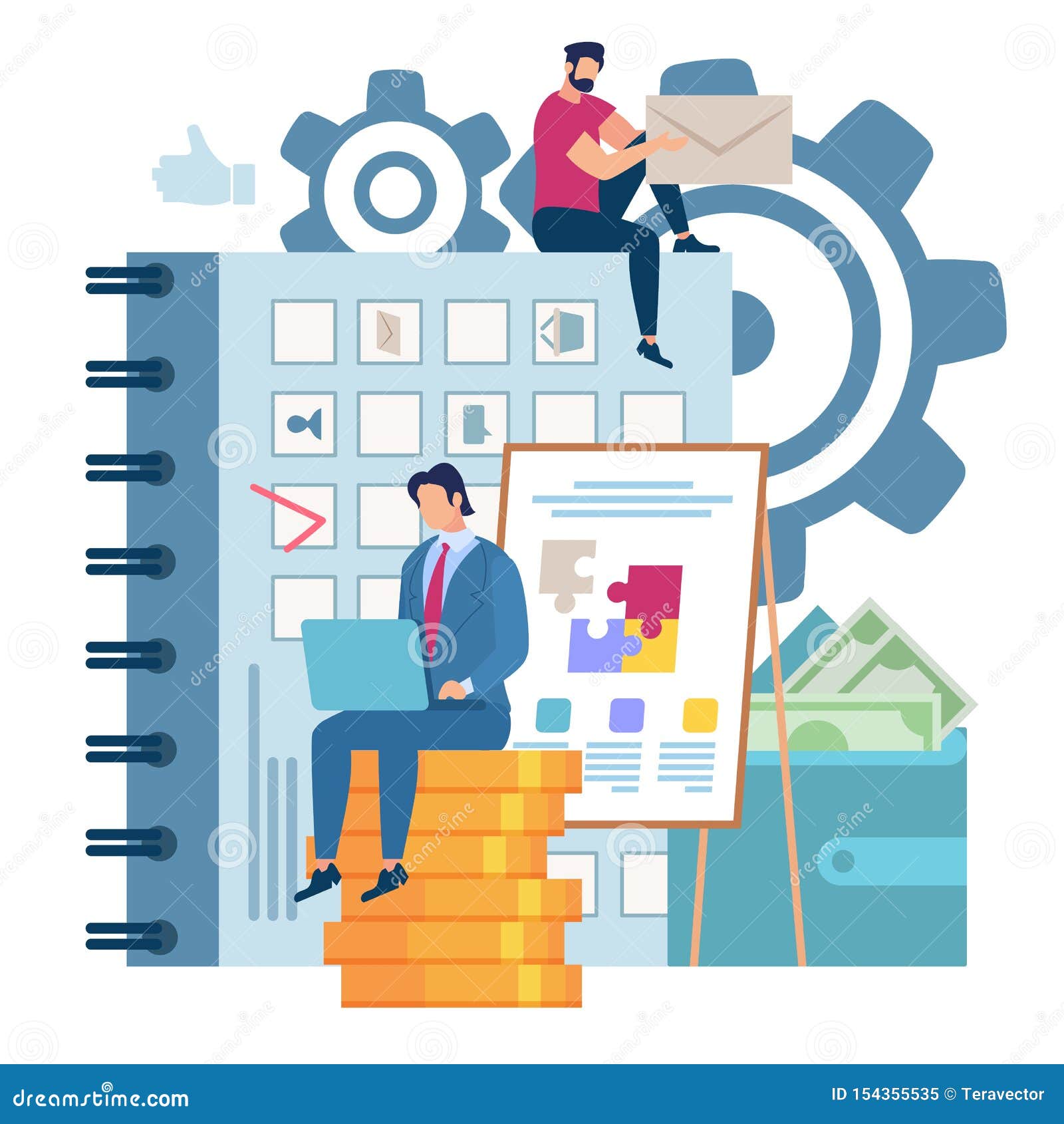 Работа яркого знамени эффективная с квартирой тетради Иллюстрация ...