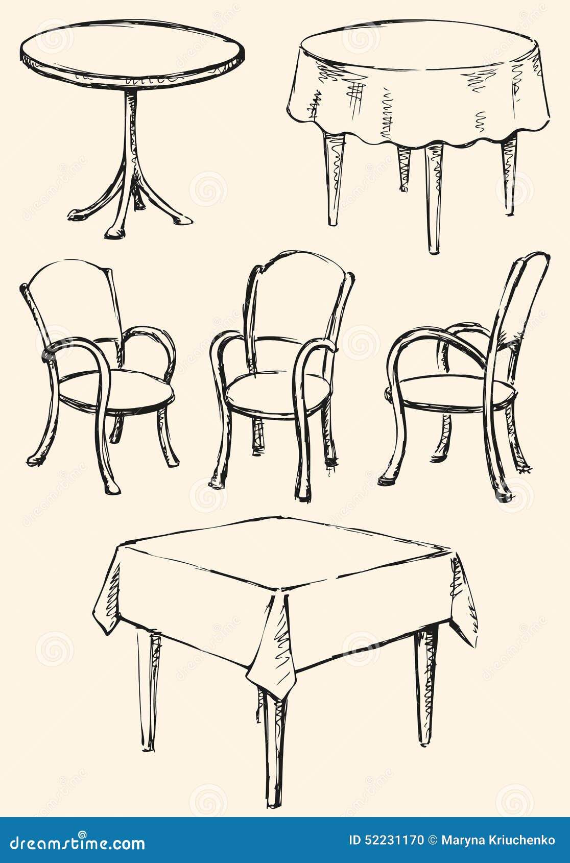Рисунок красивый стул и стол на кафе