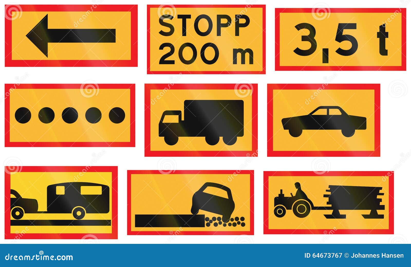 Различные дорожные знаки используемые в Швеции Иллюстрация штока ...