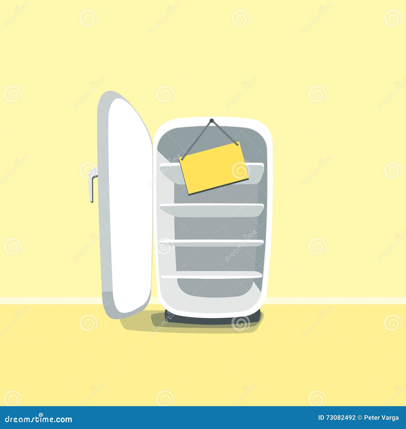 Холодильник на желтом фоне