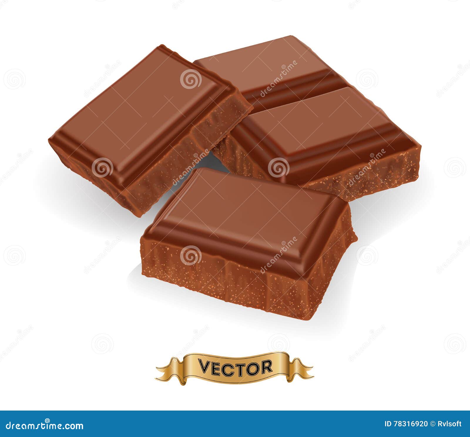 Реалистическая иллюстрация вектора сломленного шоколадного батончика ...
