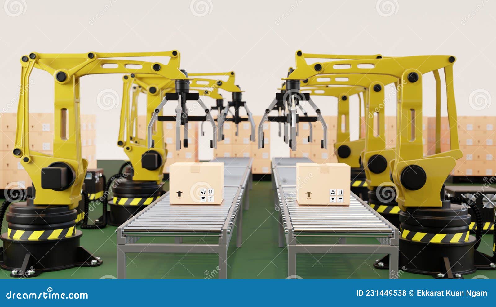 роботизированная рука, загружающая коробки на палете Иллюстрация штока ...