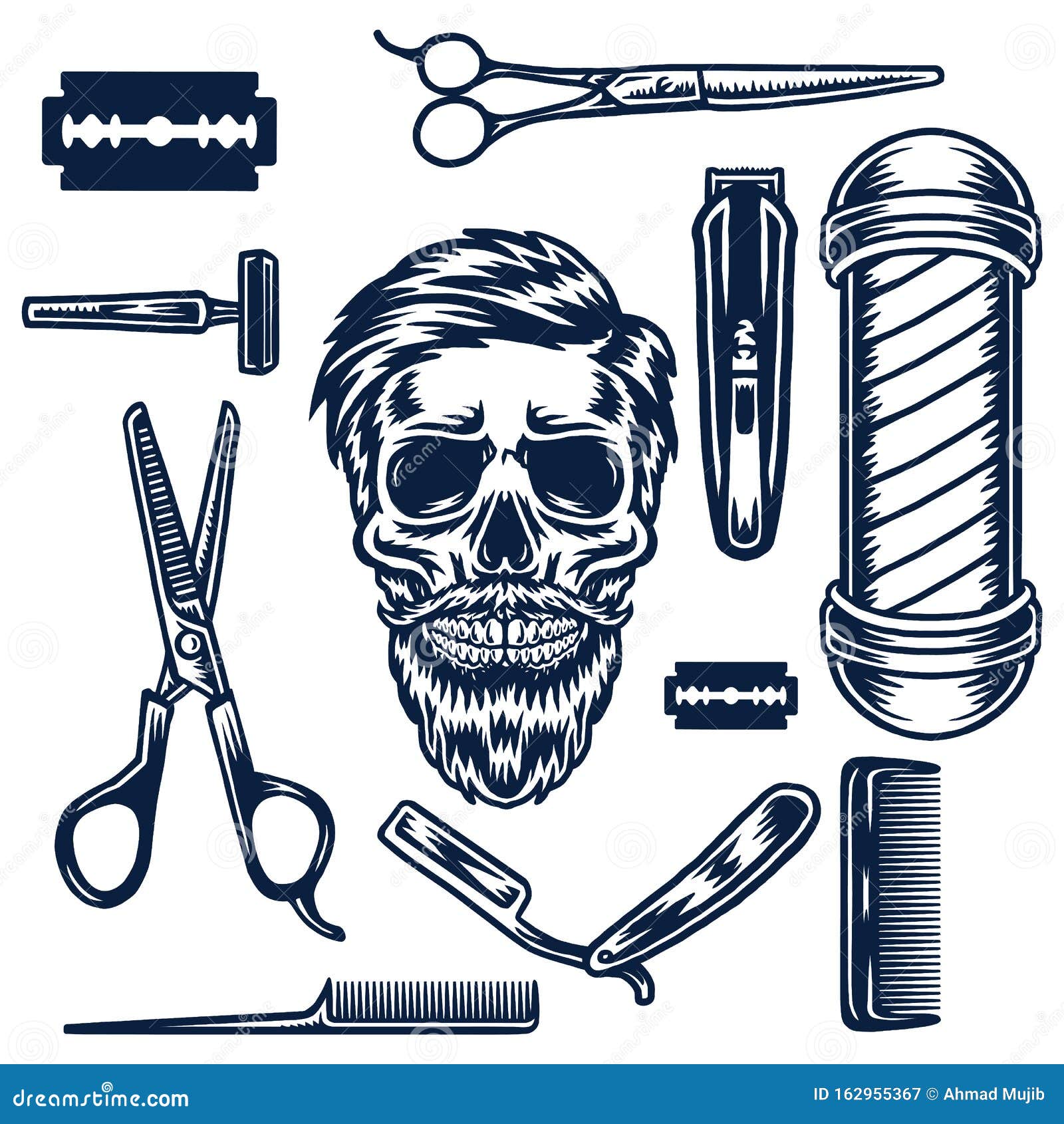 Ручная черепица с порезанными волосами и парикмахерскими элементами ...