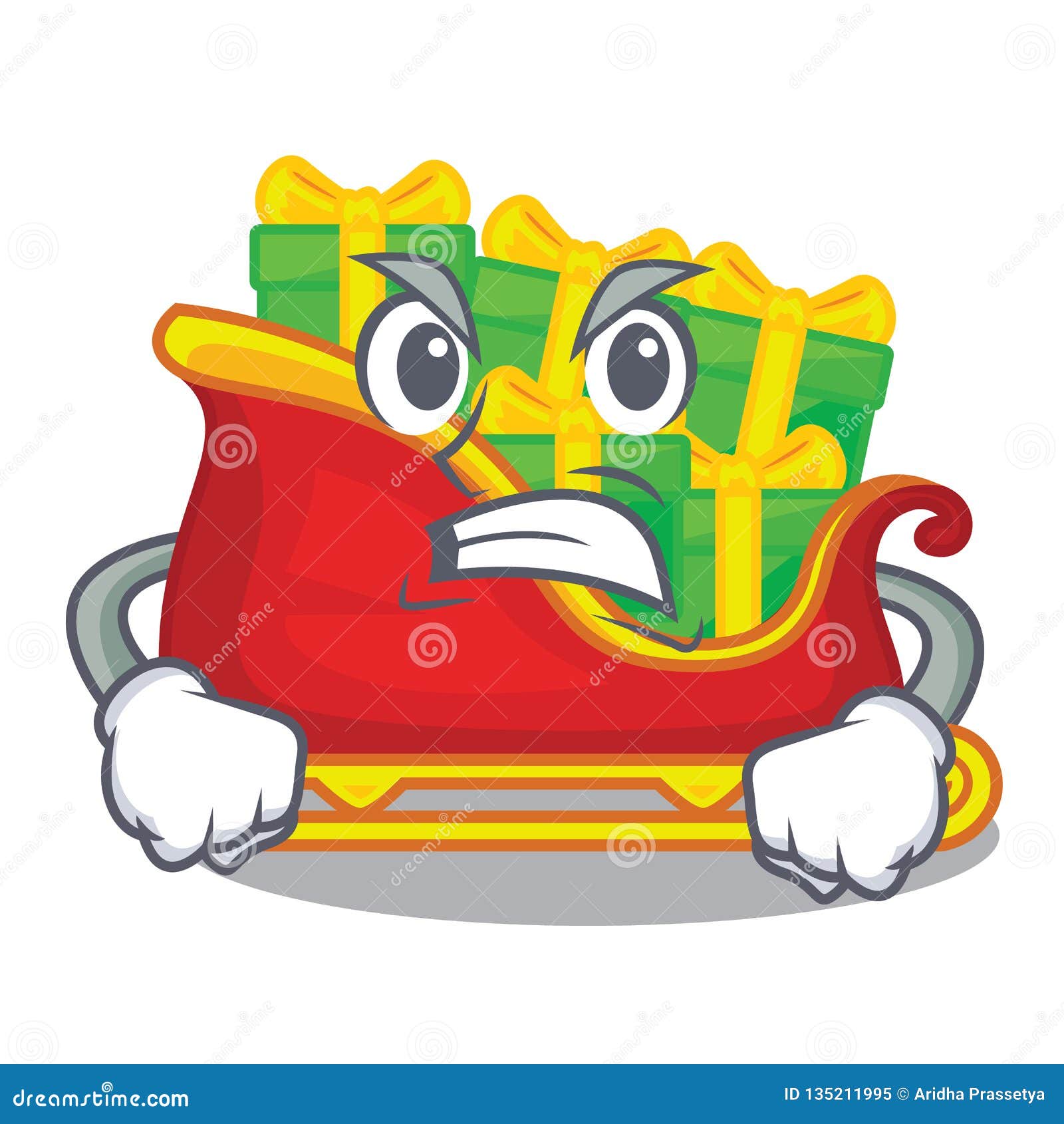 Сердитые сани Санта с подарками характера рождества Иллюстрация вектора ...
