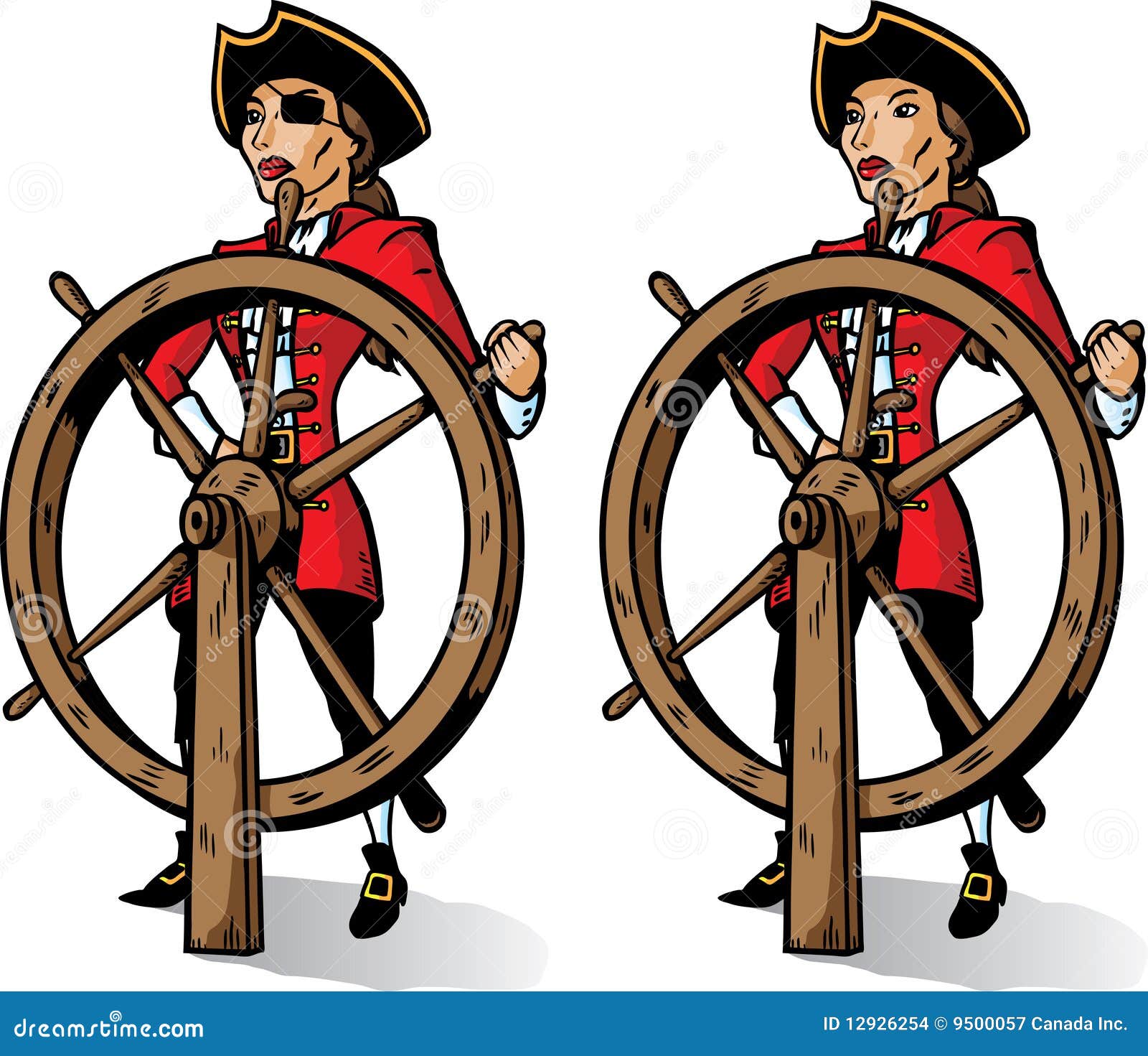 Иллюстрация пират со штурвалом