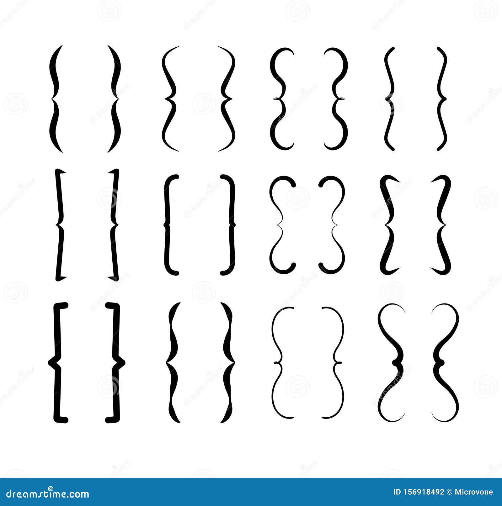 Скобка Значки в фигурных скобках Векторные текстурные типографические ...