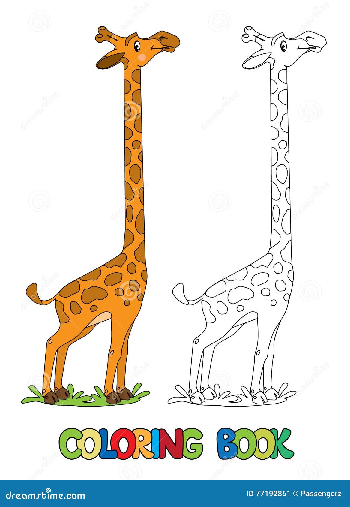 Жираф раскраска с образцом