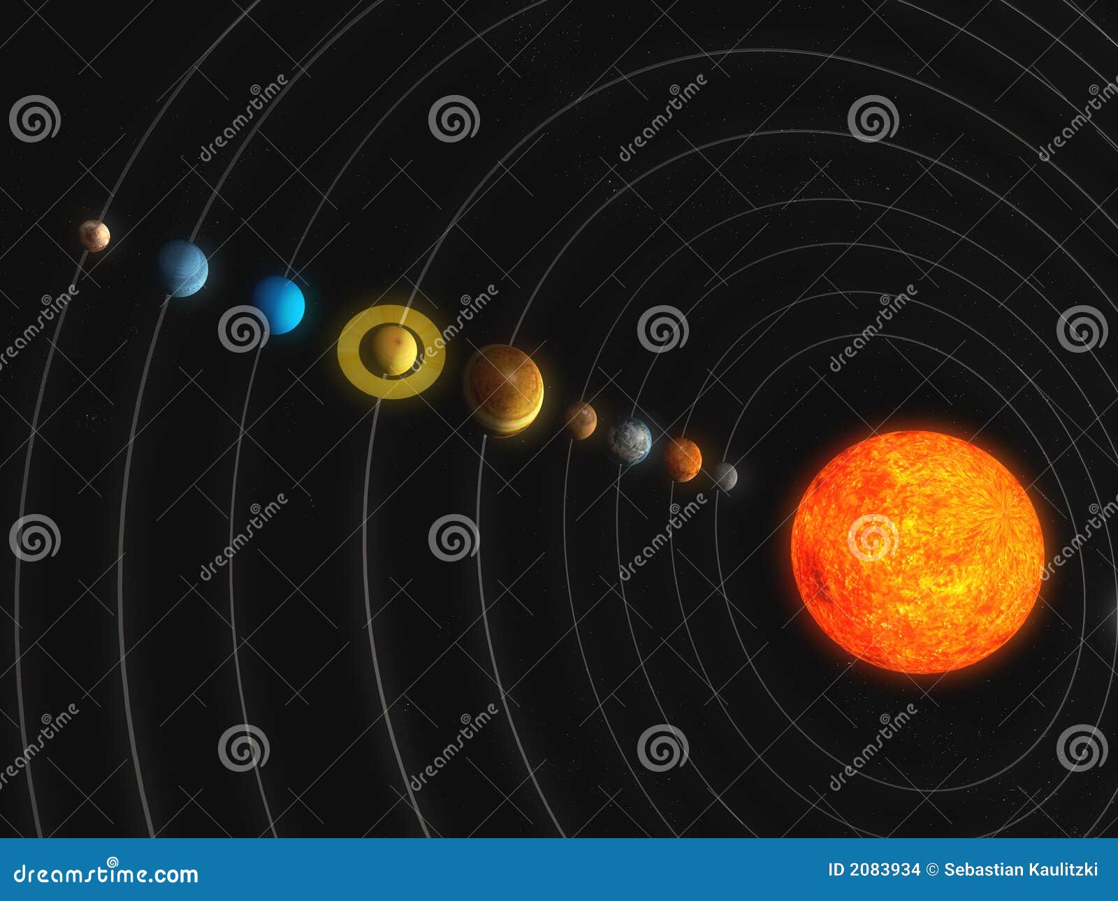 солнечная система. иллюстрация 3d представила солнечную систему