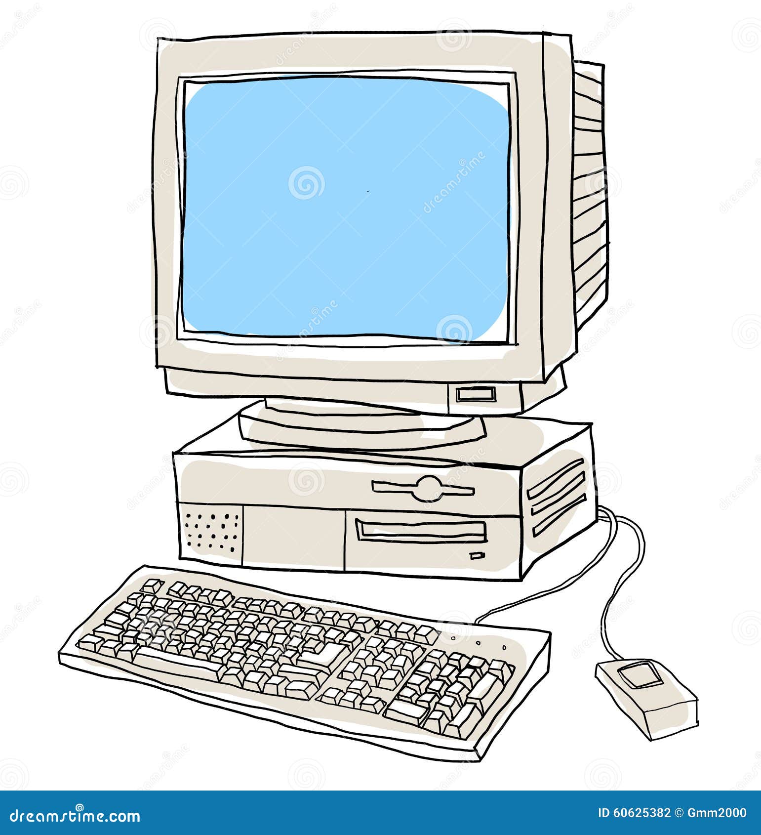 Старый компьютер мультяшный