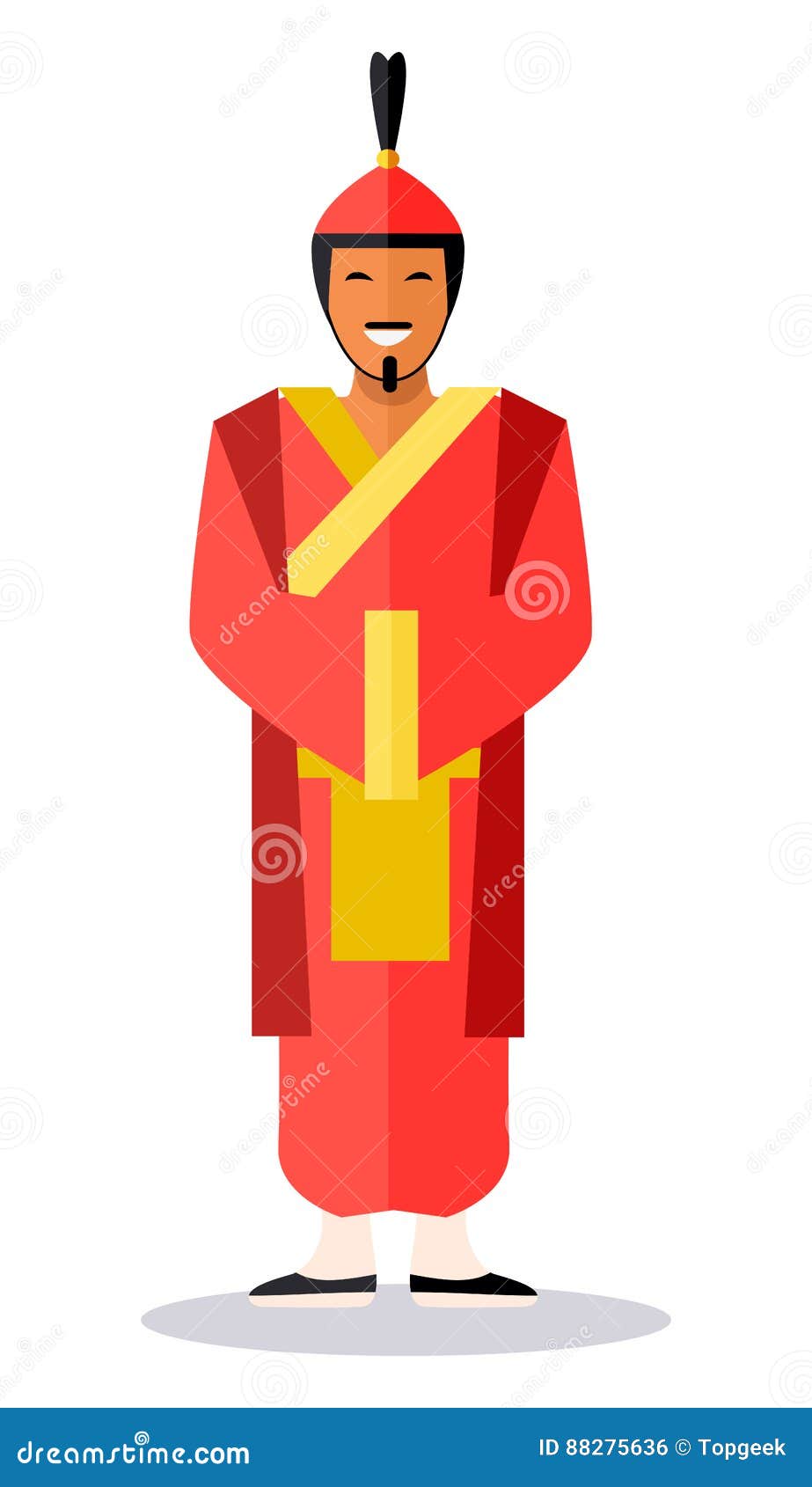 Китайский воин в традиционном костюме рисунок