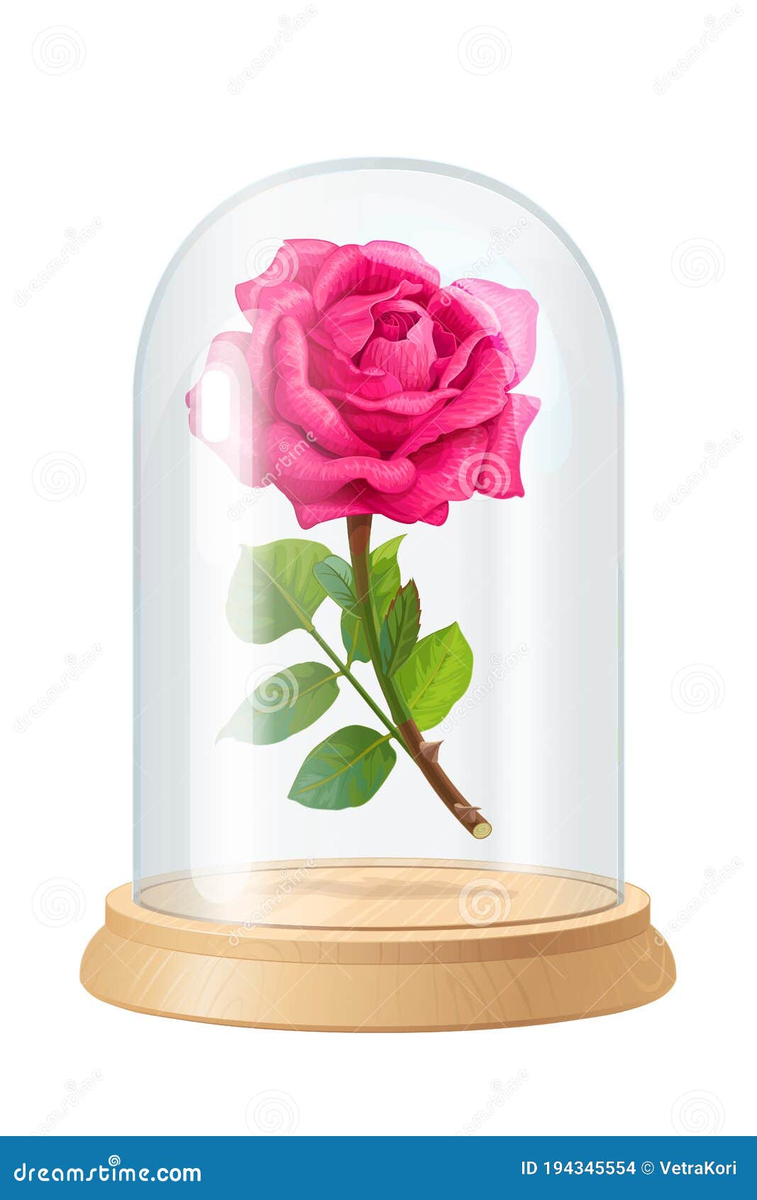Вектор роза в стеклянном колпаке