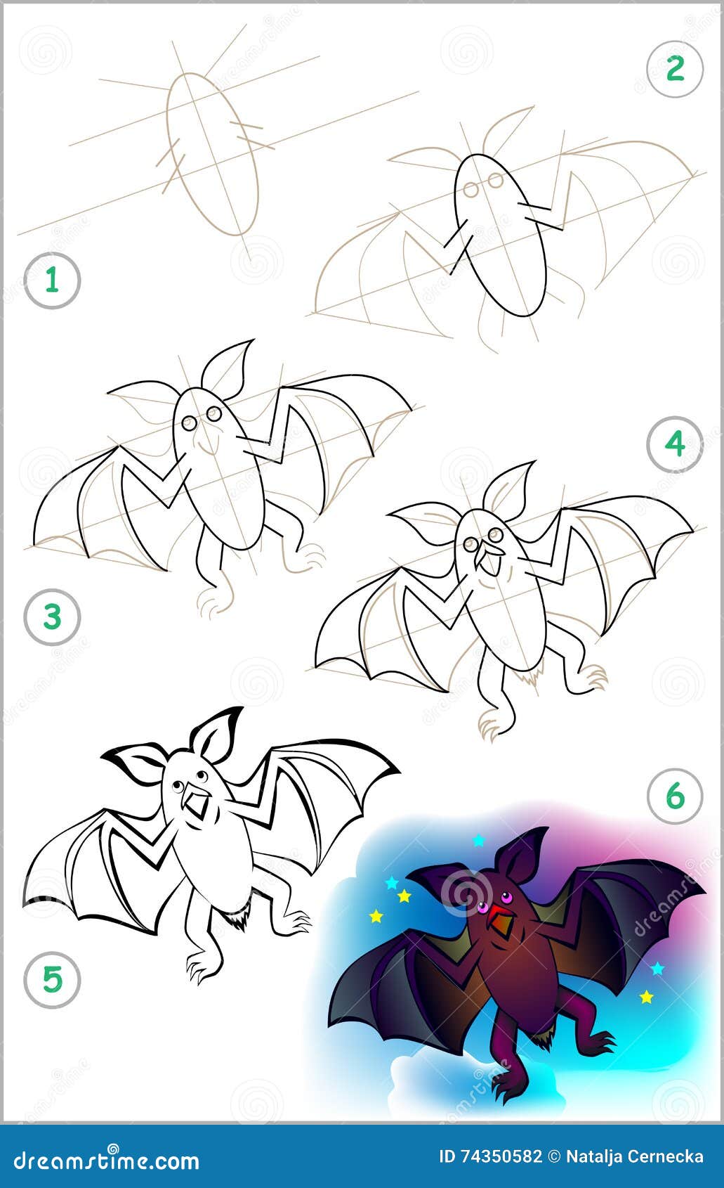 Как нарисовать летучую мышь на Хэллоуин для детей карандашом поэтапно
