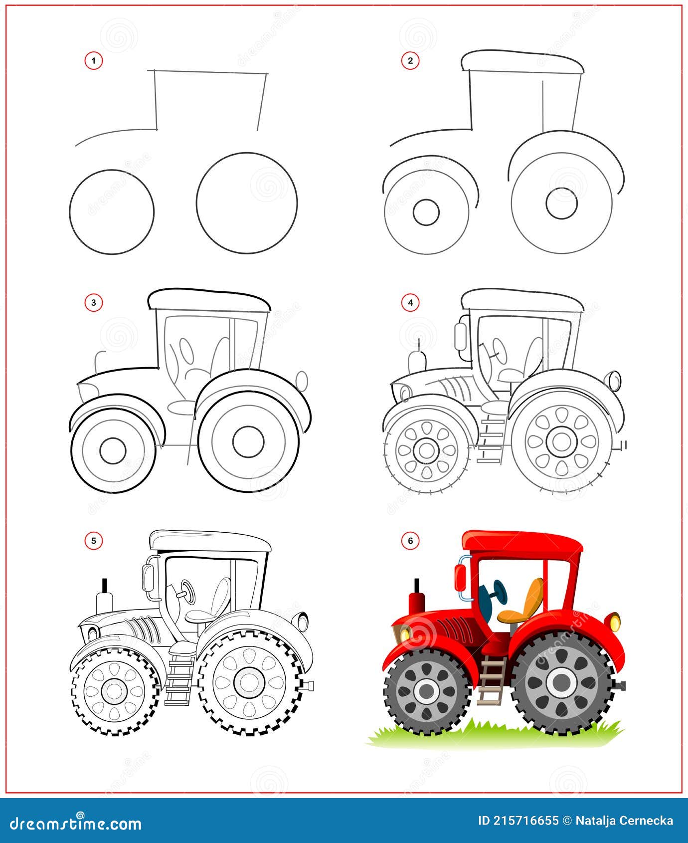Игрушка трактор рисунок карандашом