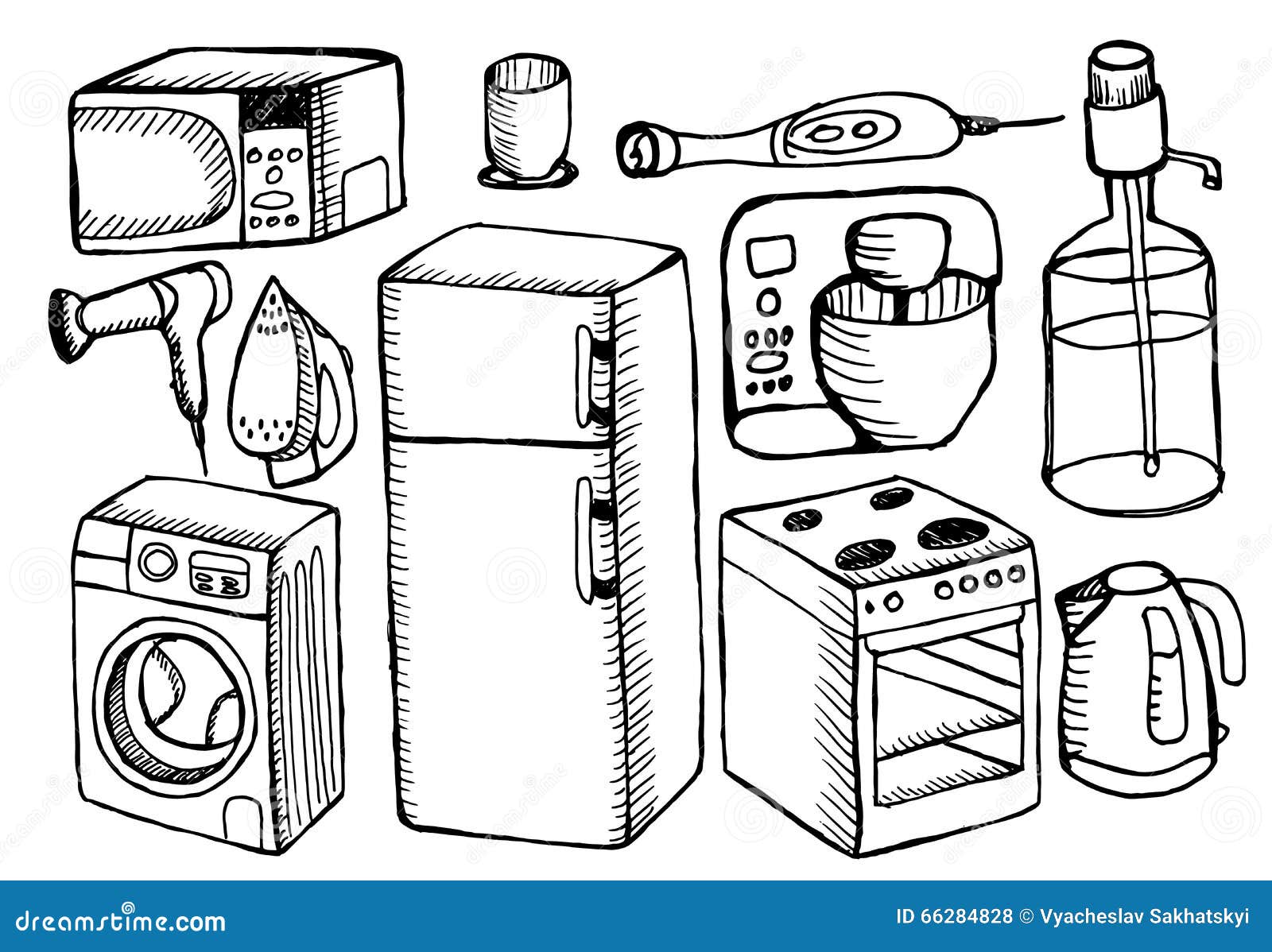 Бытовая техника Appliances Sketch Clipart