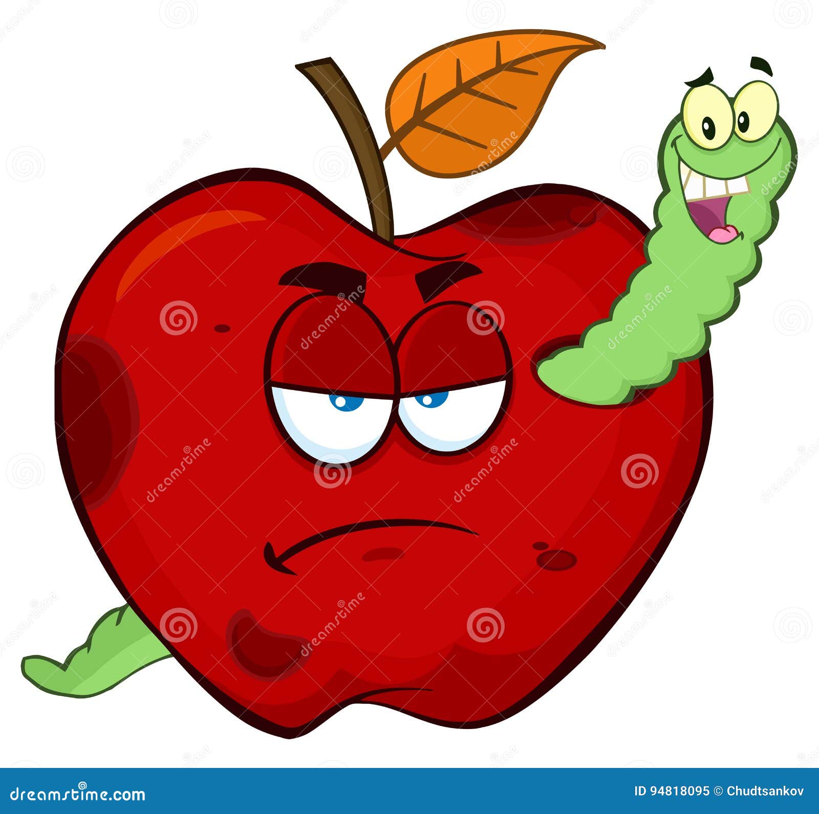 Злое яблоко с червём