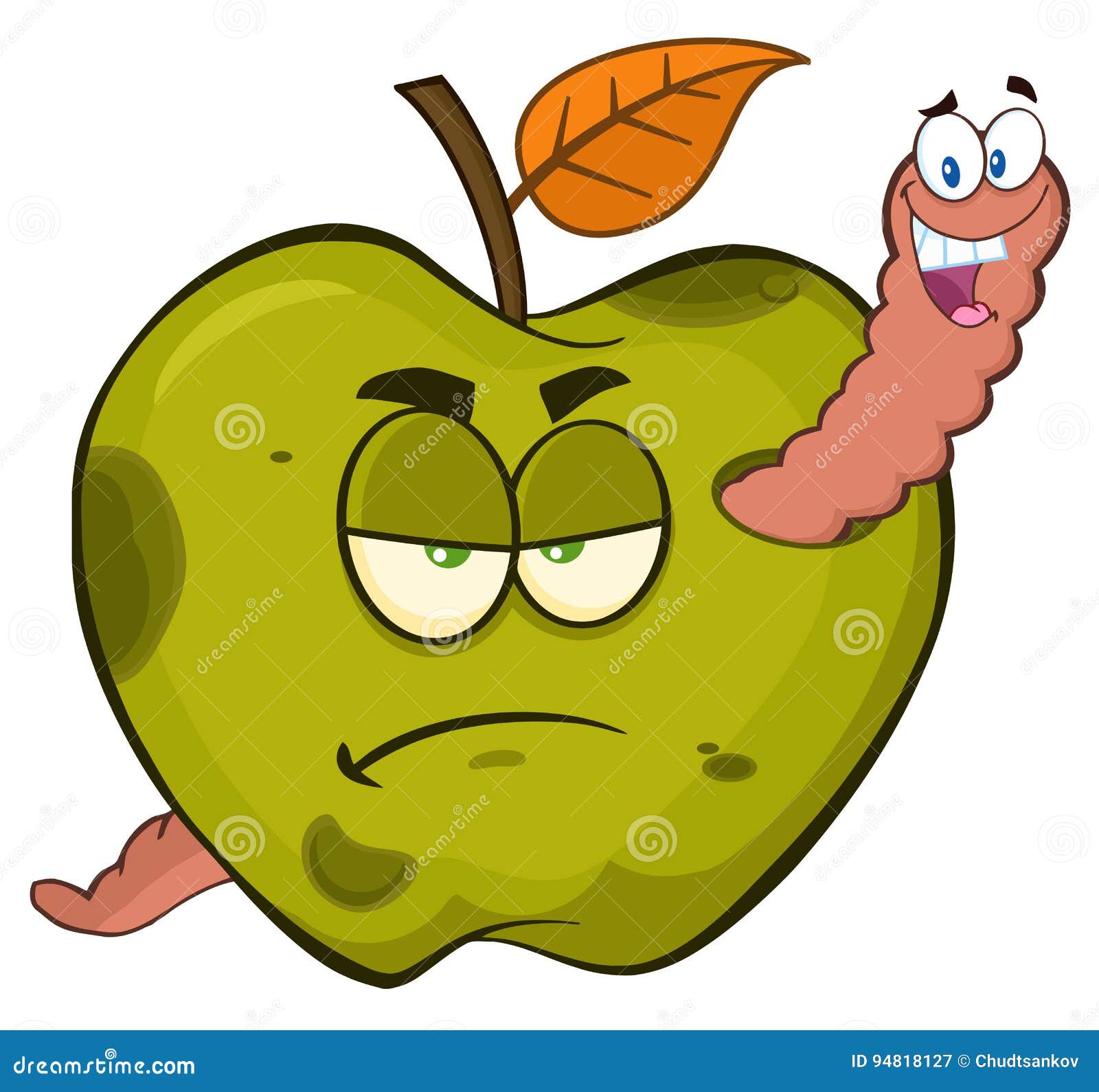 Червячок в зеленом яблоке