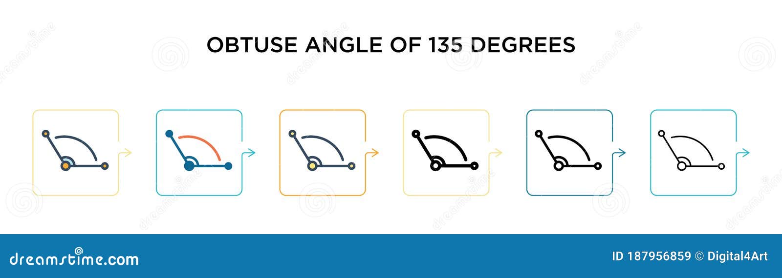 Тупой угол 135 градусов значка вектора в 6 различных современных стилей ...