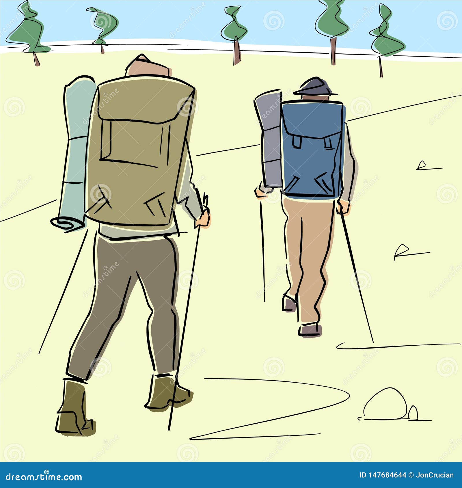 Турист с рюкзаком карикатура