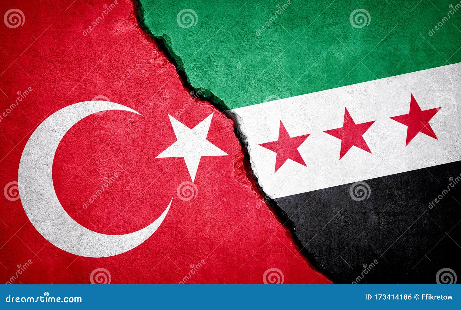 Турция и конфликт в Сирии. С флагом независимости Сирии Стоковое Фото