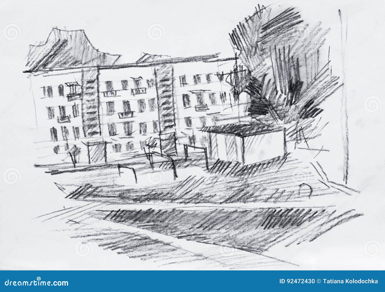 Рисунок карандашом улицы Бабушкин Взвоз