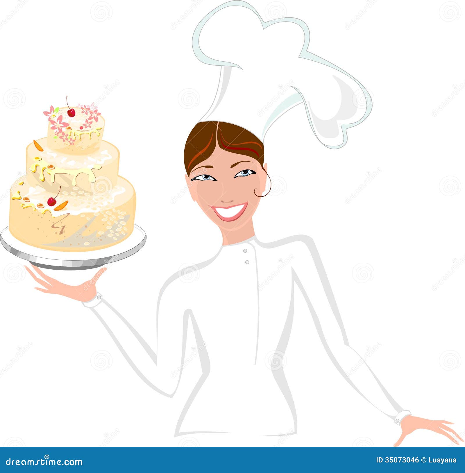 Женщина с тортом иллюстрации