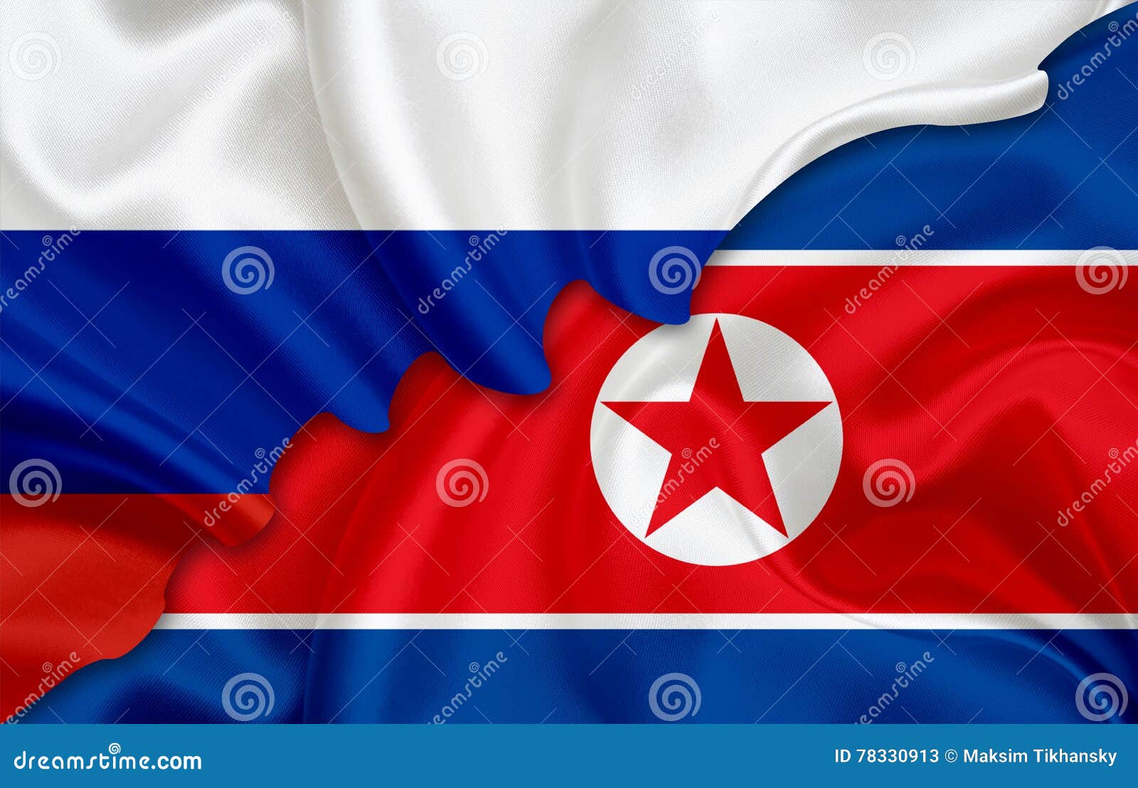 Северная Корея и Россия флаги