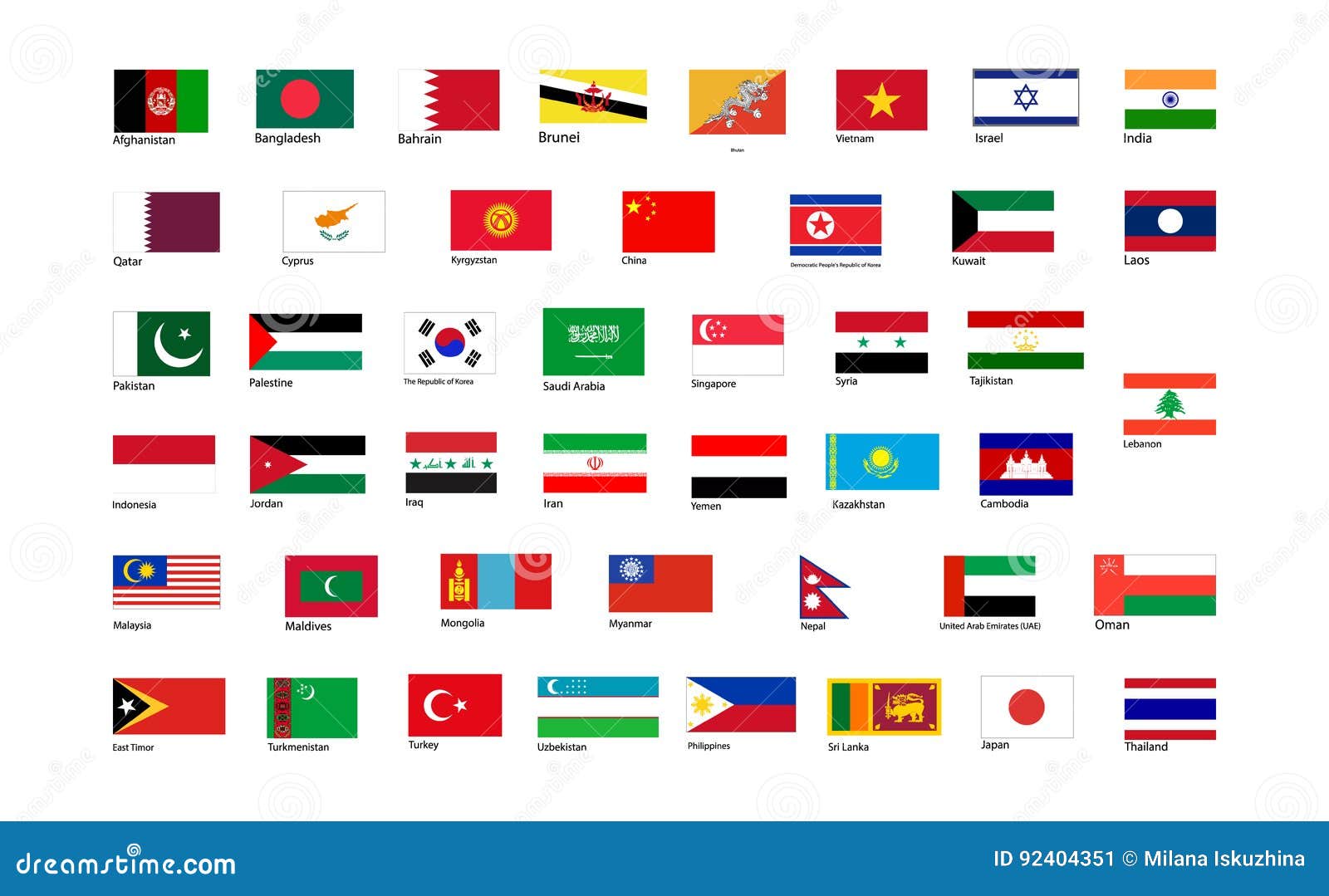 Азия Континент с флагами