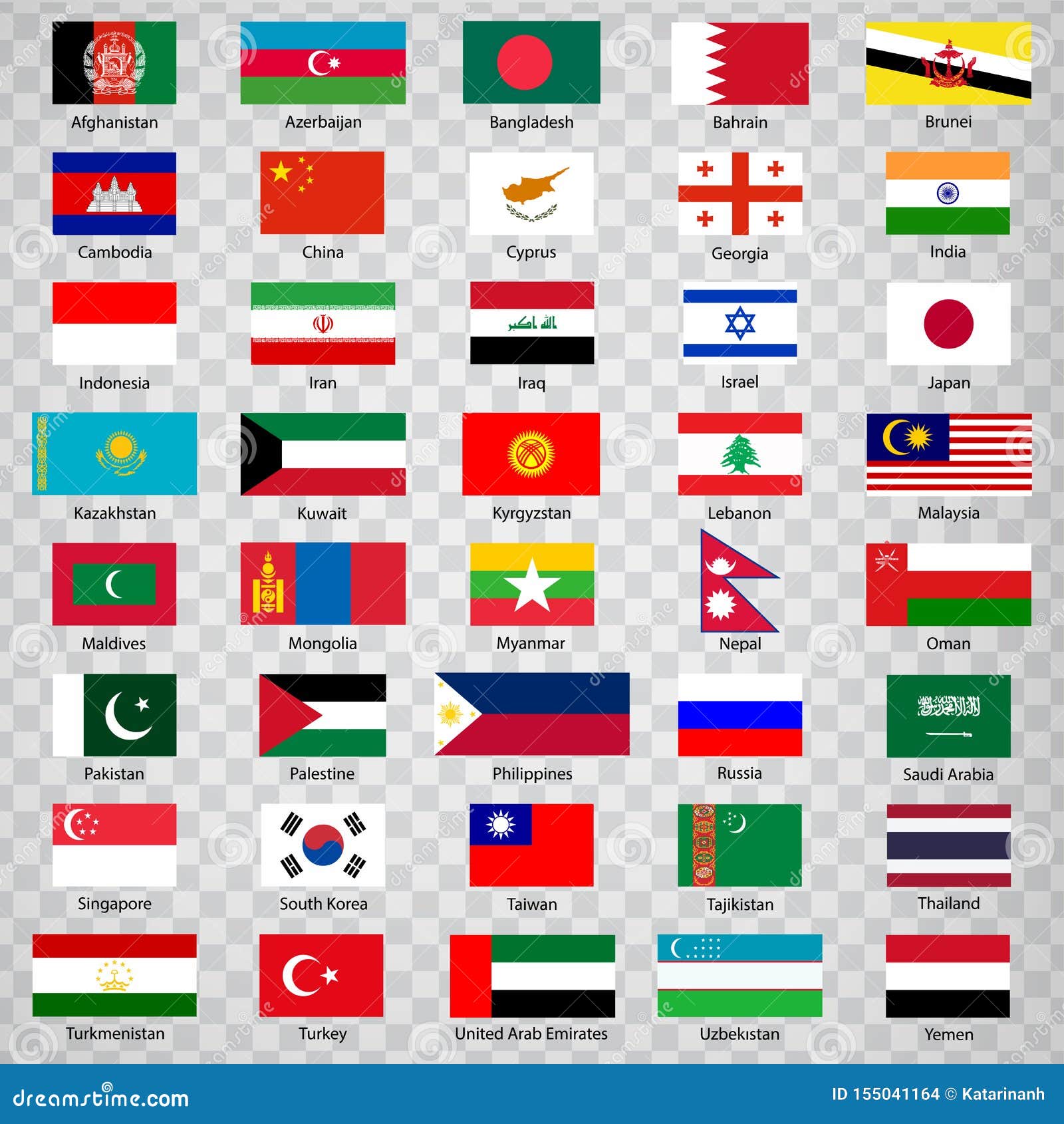 Все флаги азиатских стран