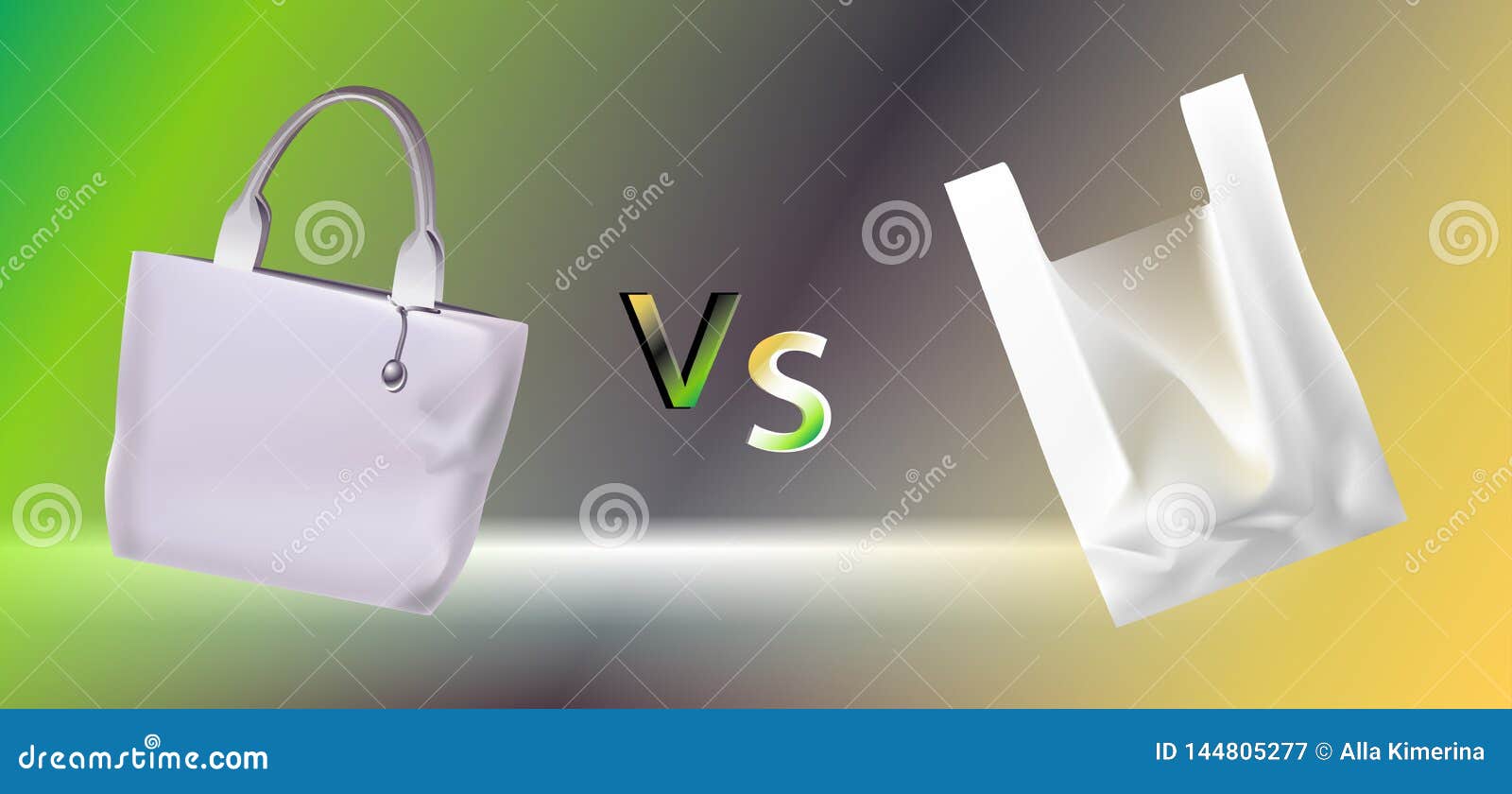 Vector Illustration of Cellophane and Reusable Bags of Confrontation VS