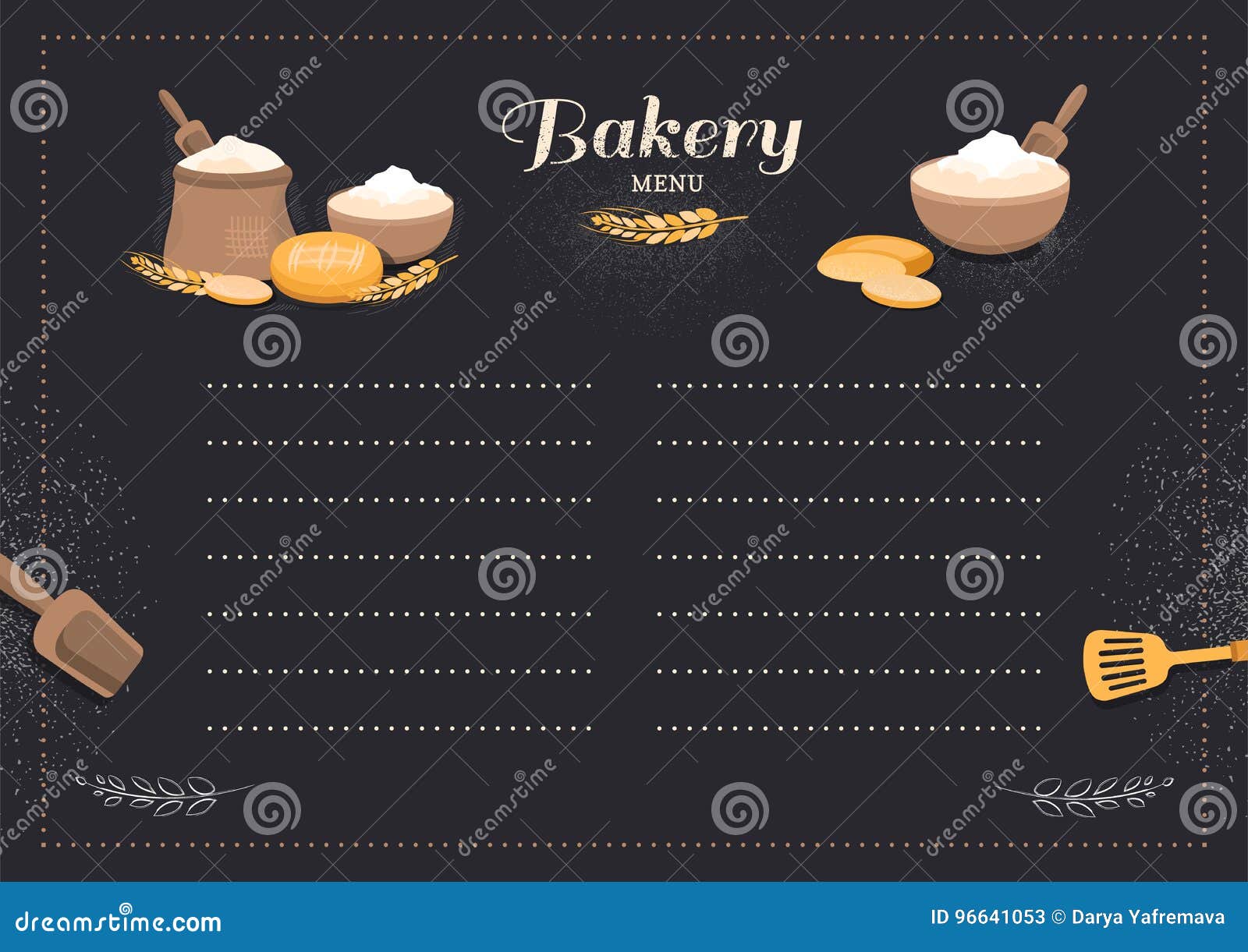 Макет меню для пекарни