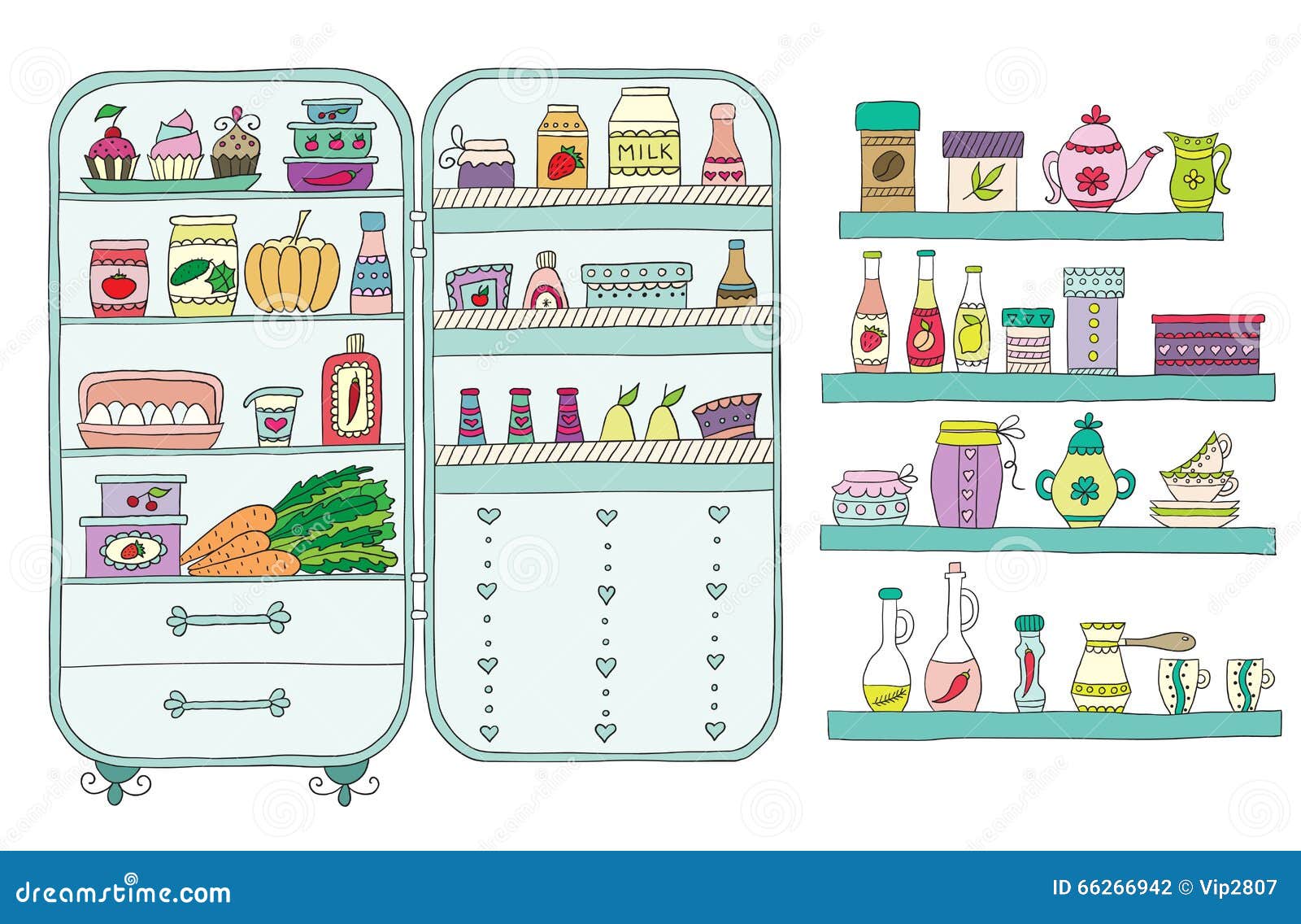 Холодильник с продуктами рисунок