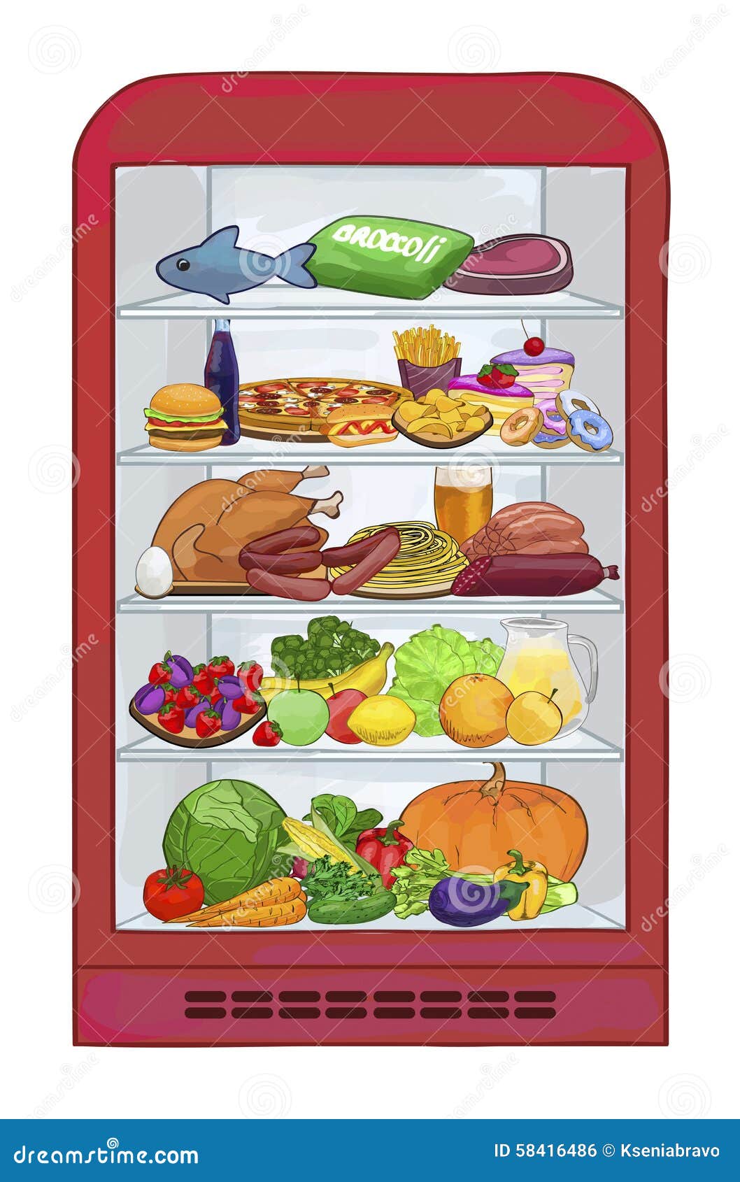 Холодильник с продуктами для детей