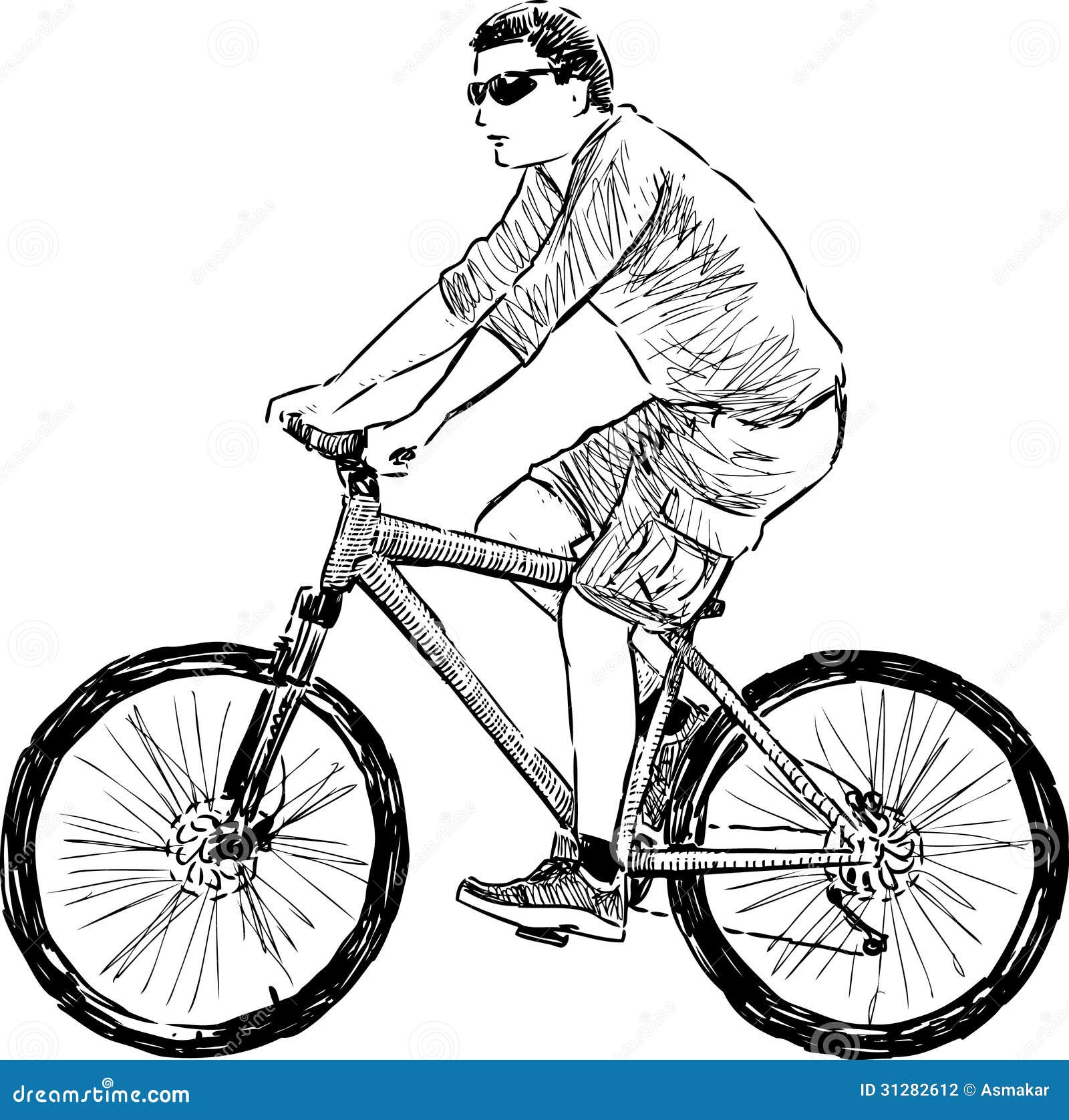 Человек на велосипеде карандашом