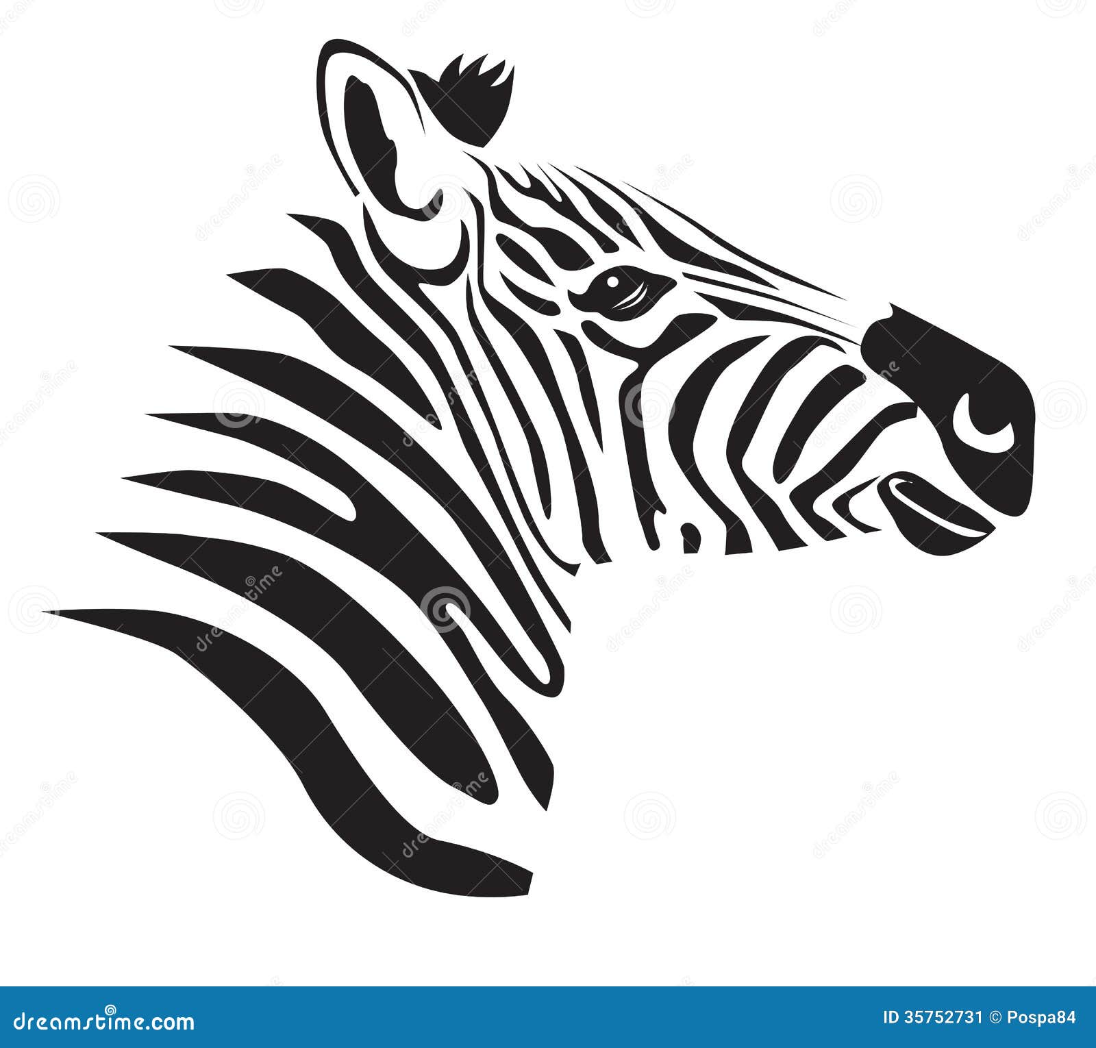 Силуэт головы зебры чёрный