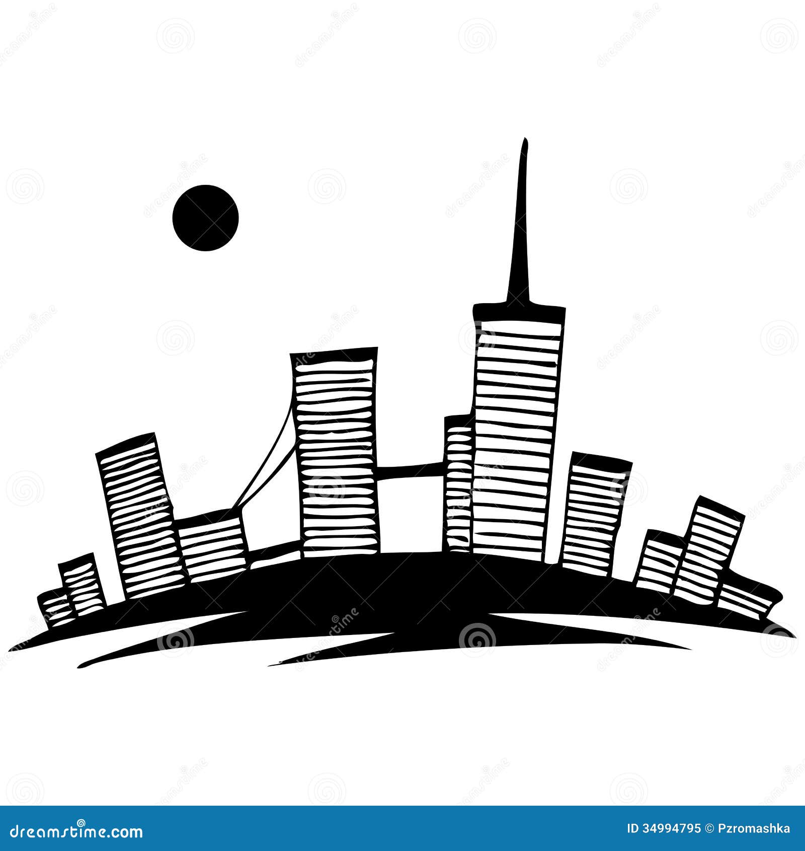 Силуэт города - иллюстрация в векторном формате