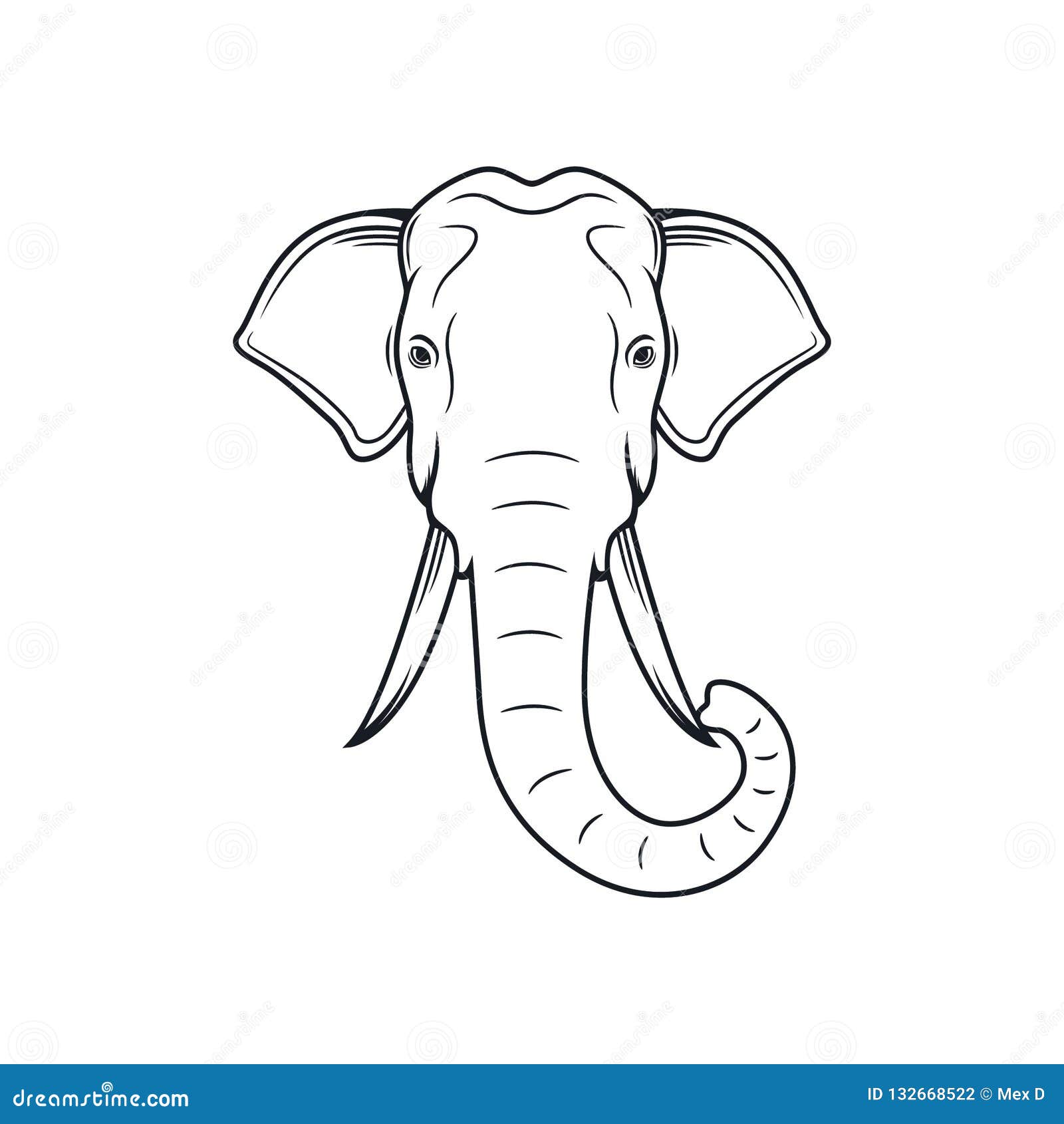 Картинка с слоном голова очертания вбок
