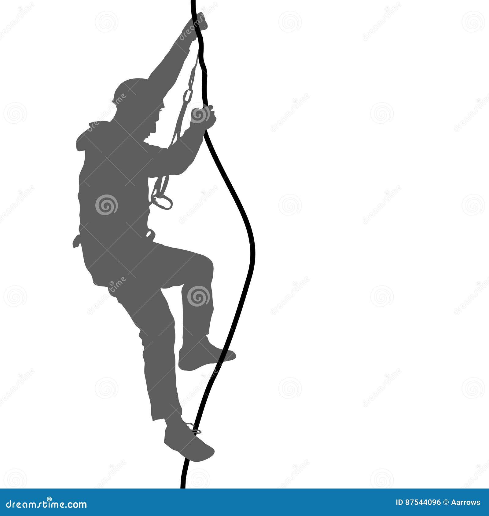 Черный альпинист утеса силуэта на белой предпосылке также вектор ...