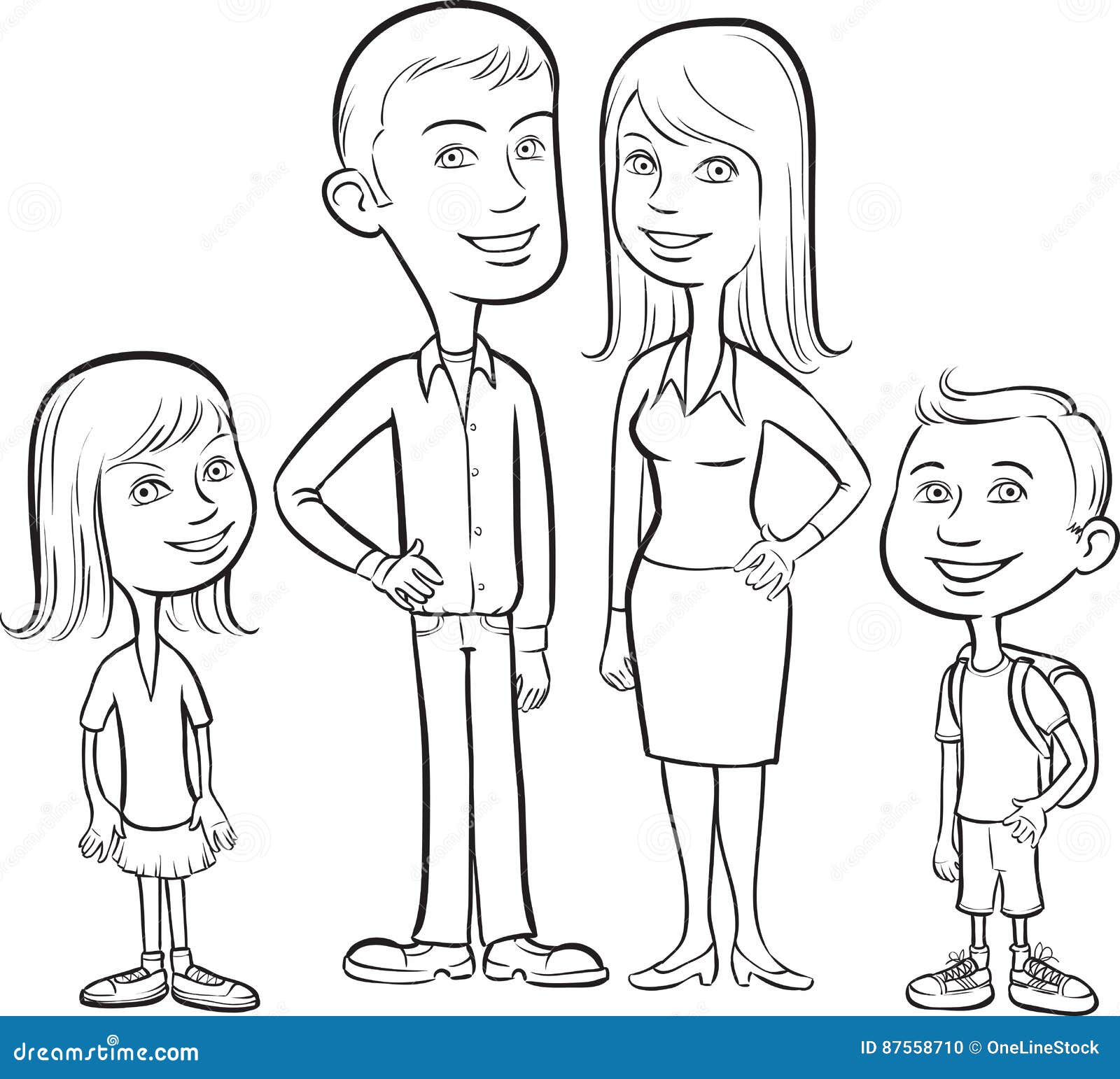 Легкий рисунок семьи с мультика