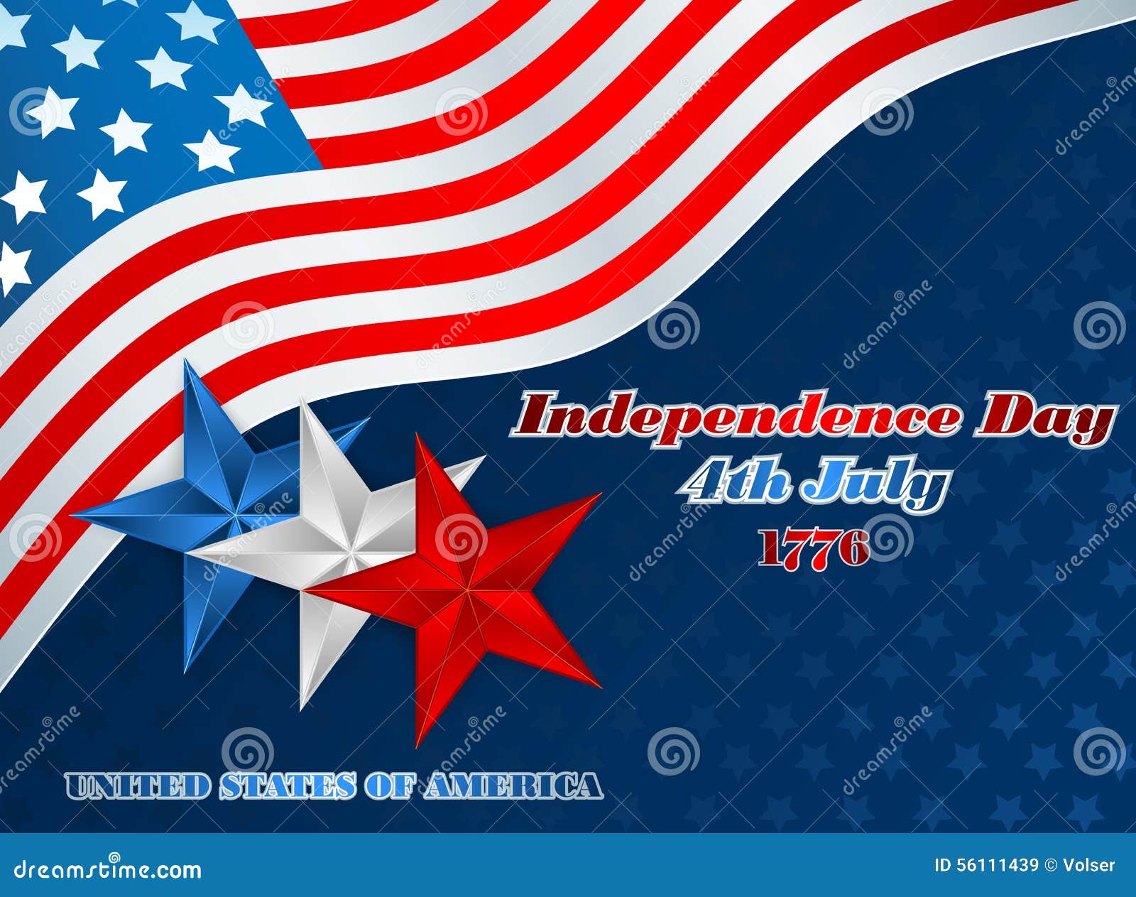 Шаблон плана праздников с голубыми, белыми и красными звездами на четвертое -го июль, американский День независимости. Абстрактный графический дизайн компьютера; Шаблон плана праздников с голубыми, белыми и красными звездами и национальным флагом красит предпосылку на четвертое -го июль, американский День независимости
