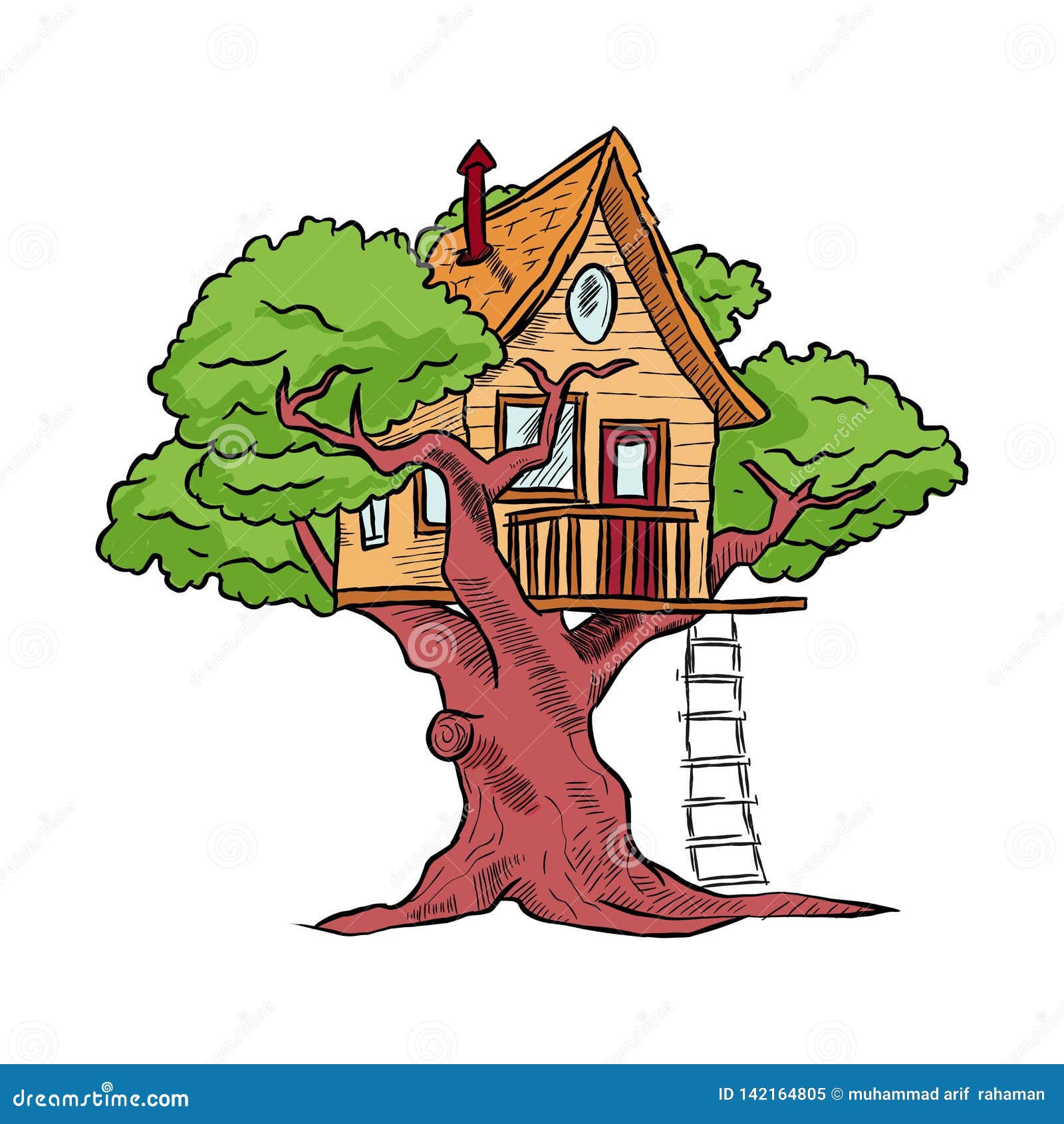 Смайл домик с деревом
