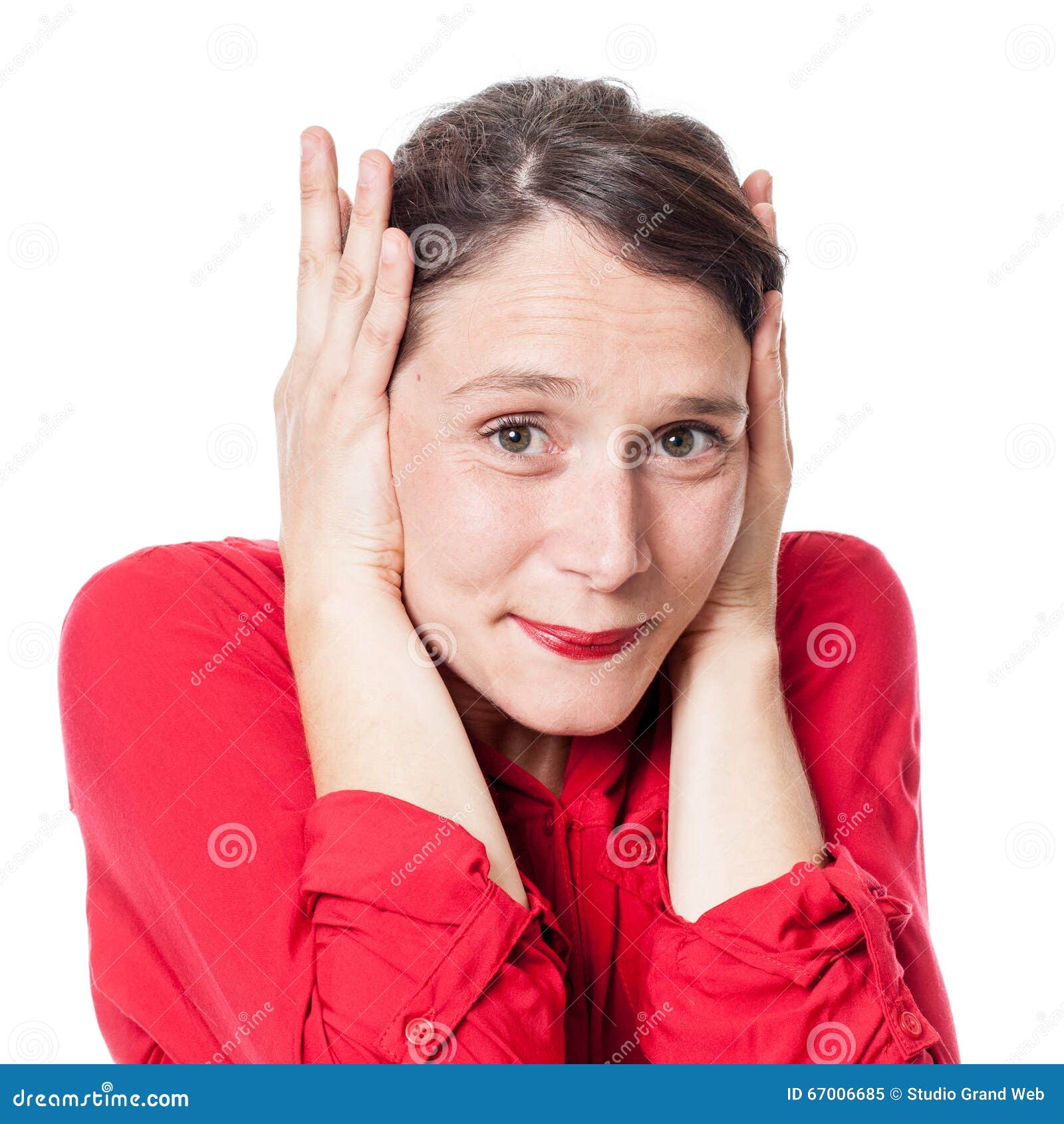 Шум и концепция слуха для молодой женщины защищая Стоковое Изображение ...