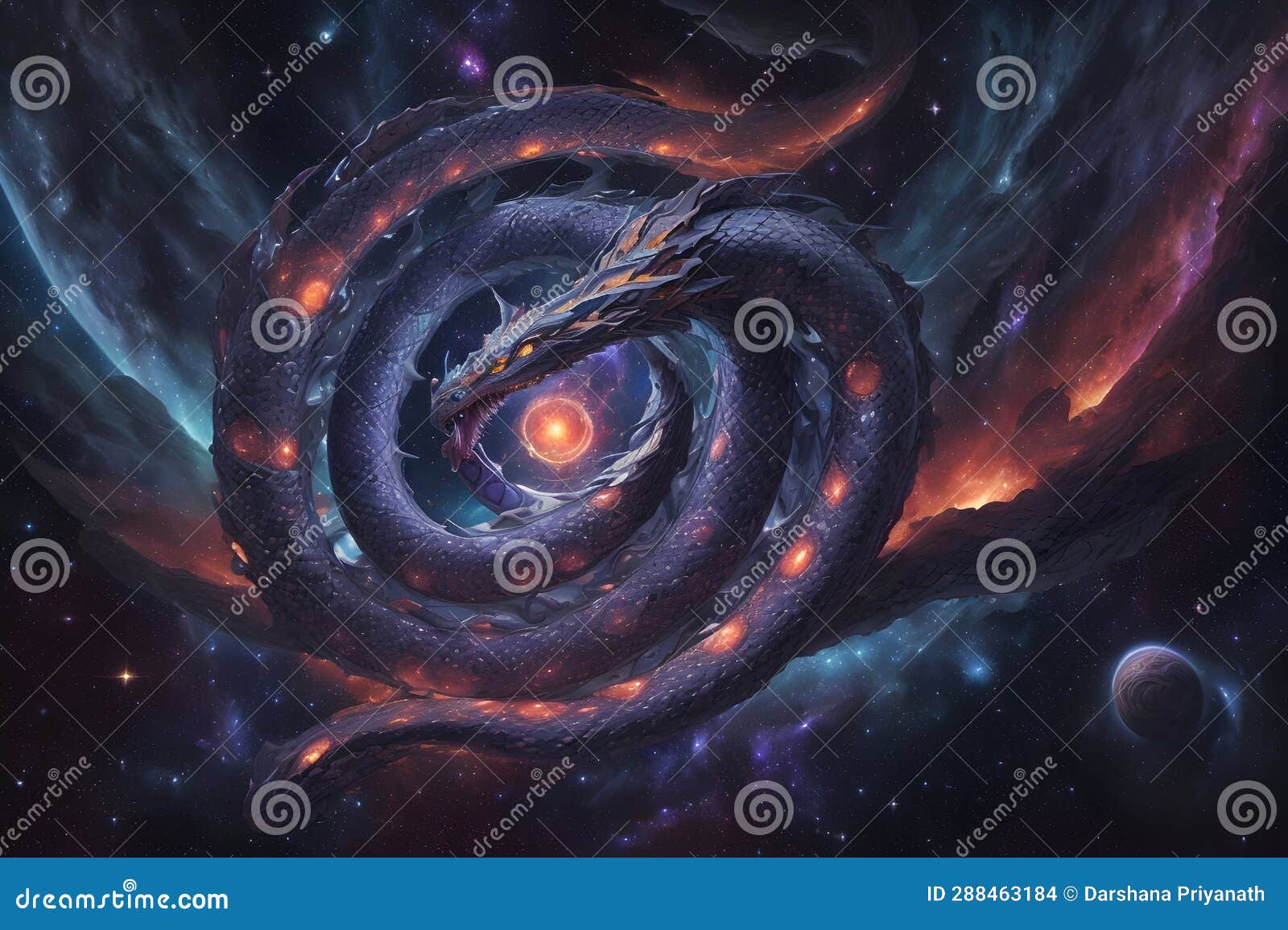 эпоха ороти змея посреди космического хаоса гиперреалистичная цифровая ...